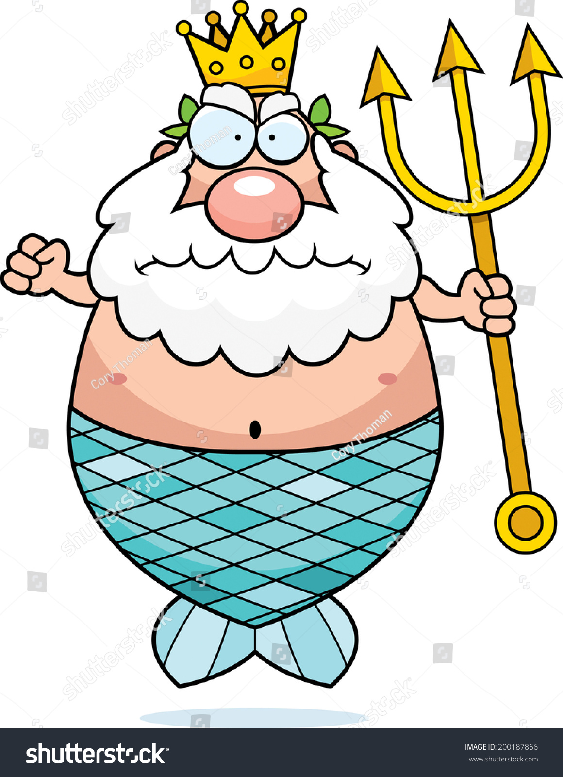 Cartoon King Neptune Angry Expression Stock Vector (Royalty Free ...