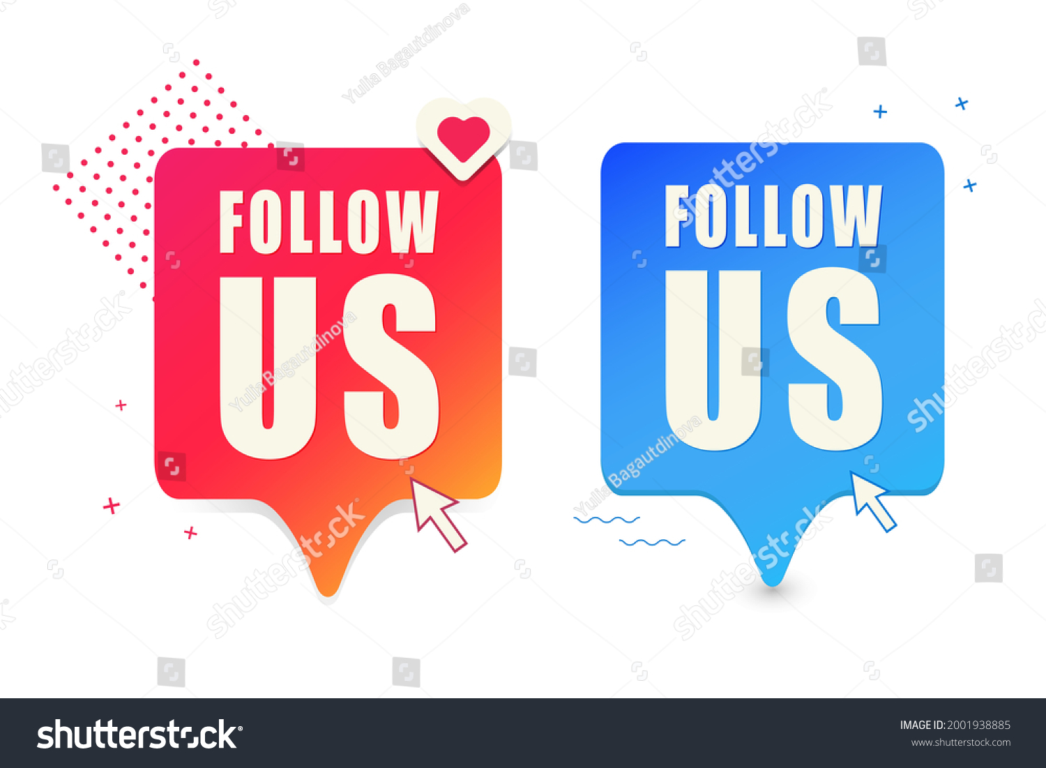 Set Two Buttons Follow Me Red Stock Vector (Royalty Free) 2001938885 ...