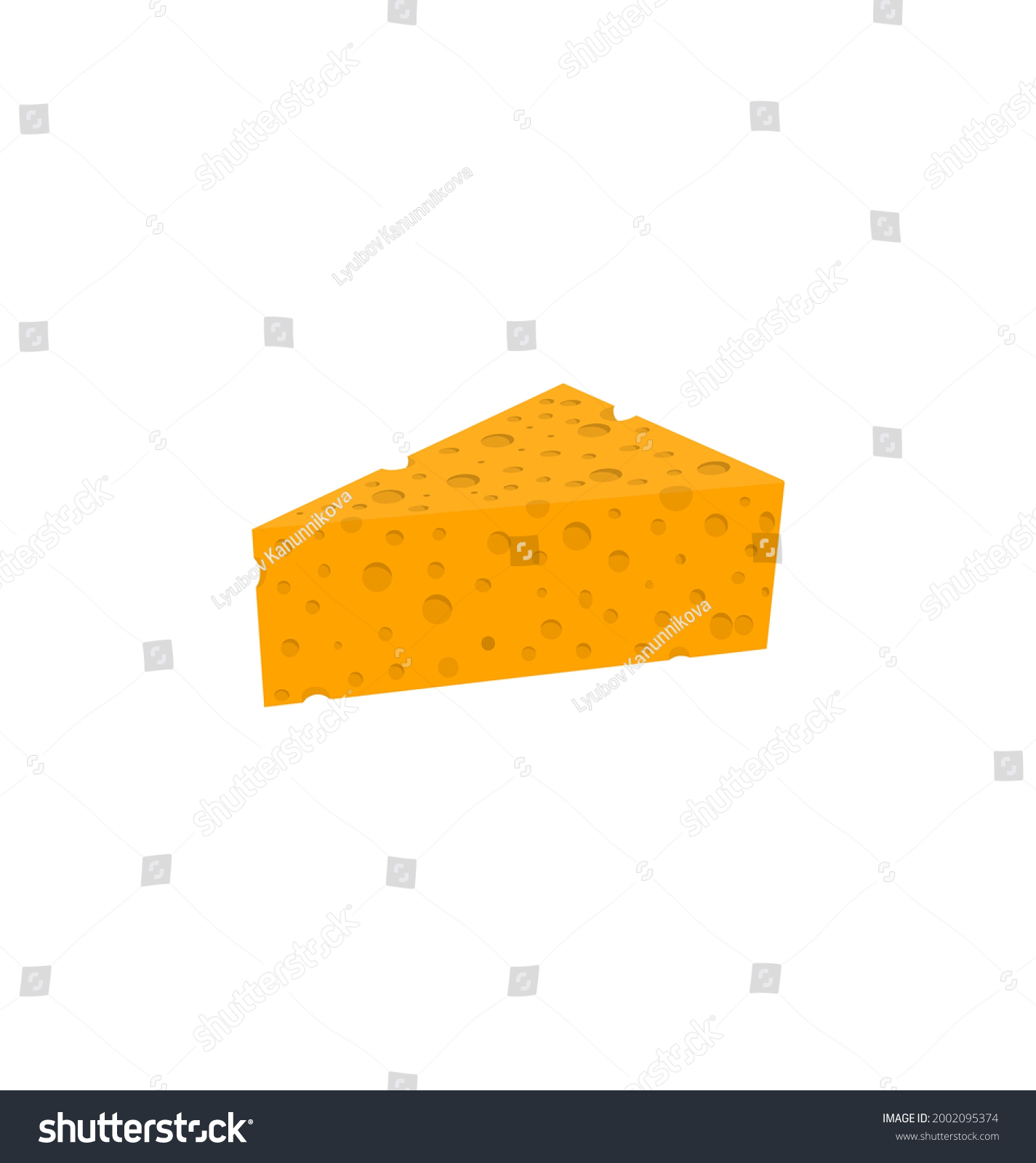 Vector Illustration Piece Cheese Isolated White Stock Vector (Royalty ...