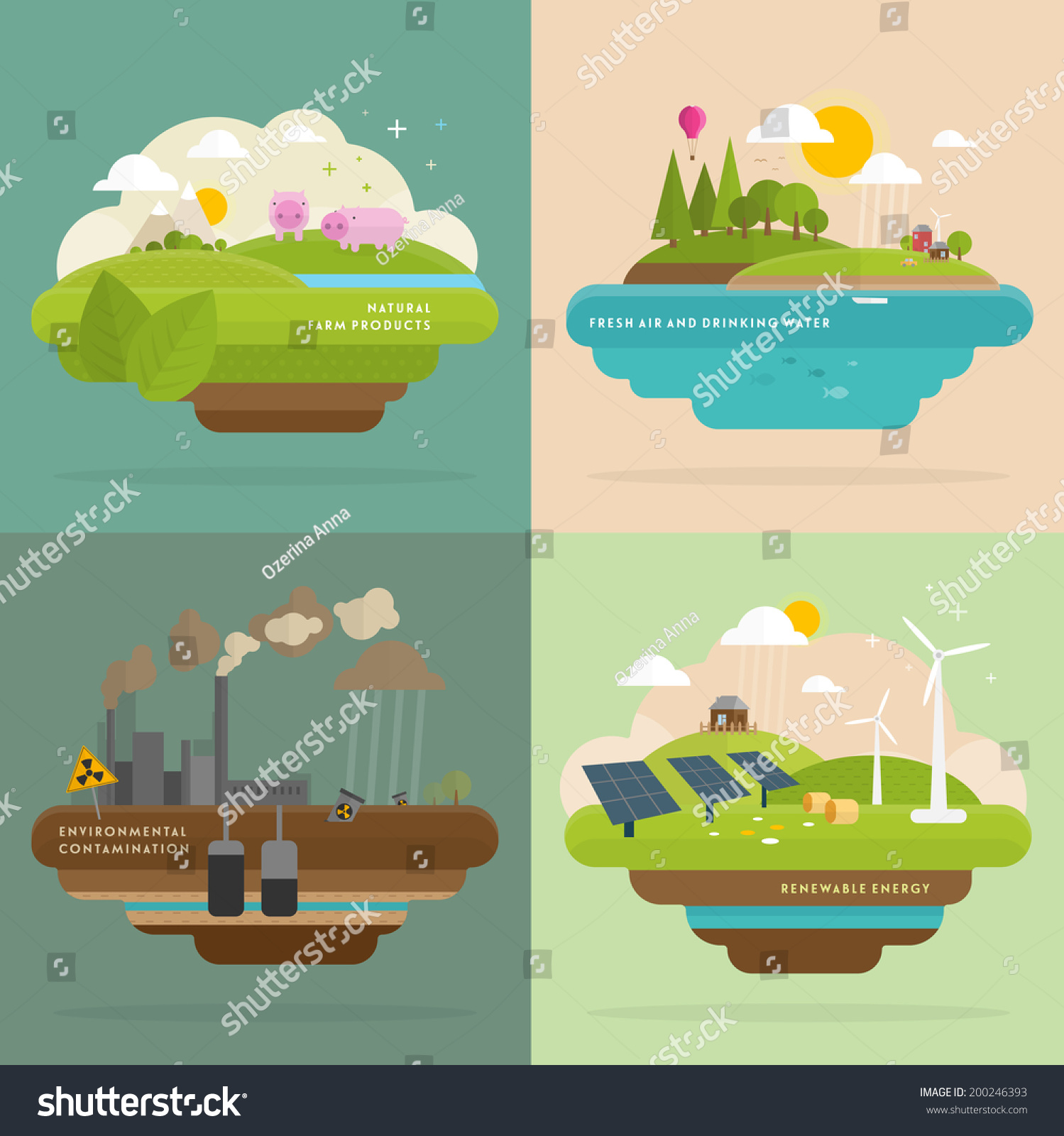 Ecology Concept Vector Icons Set Environment Stock Vector (Royalty Free ...