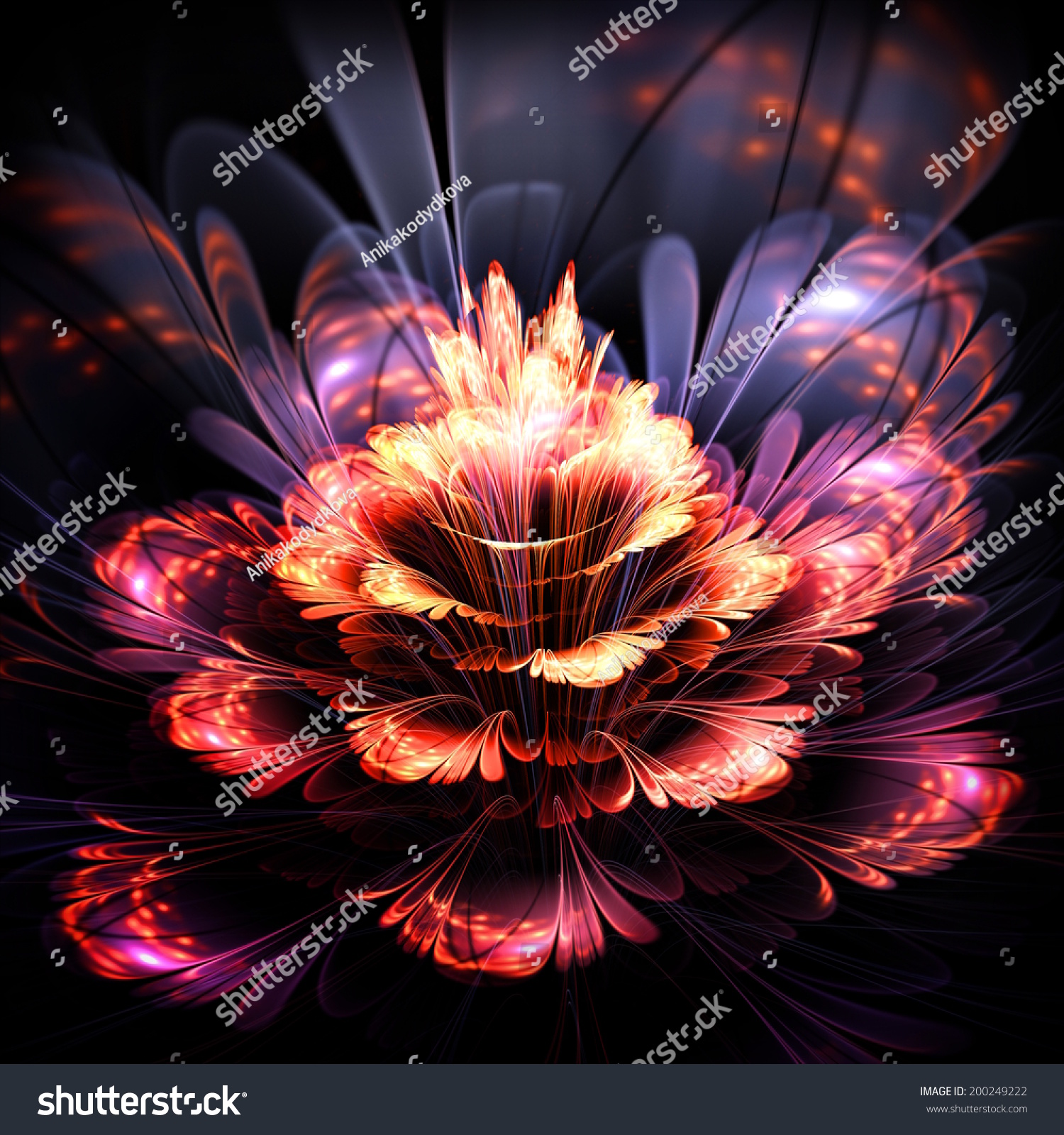 Abstract Orange Purple Flower Sparkles Illustration Stock Illustration ...