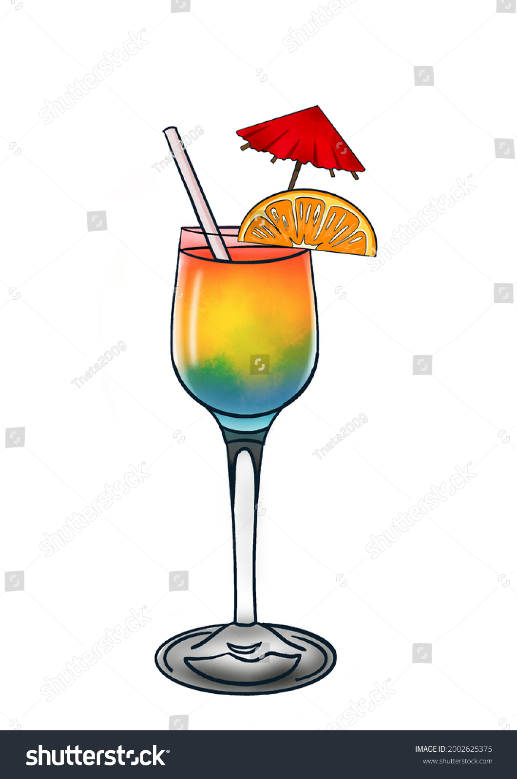 Illustration Digital Drawing Cocktail Glasses Different Stock ...