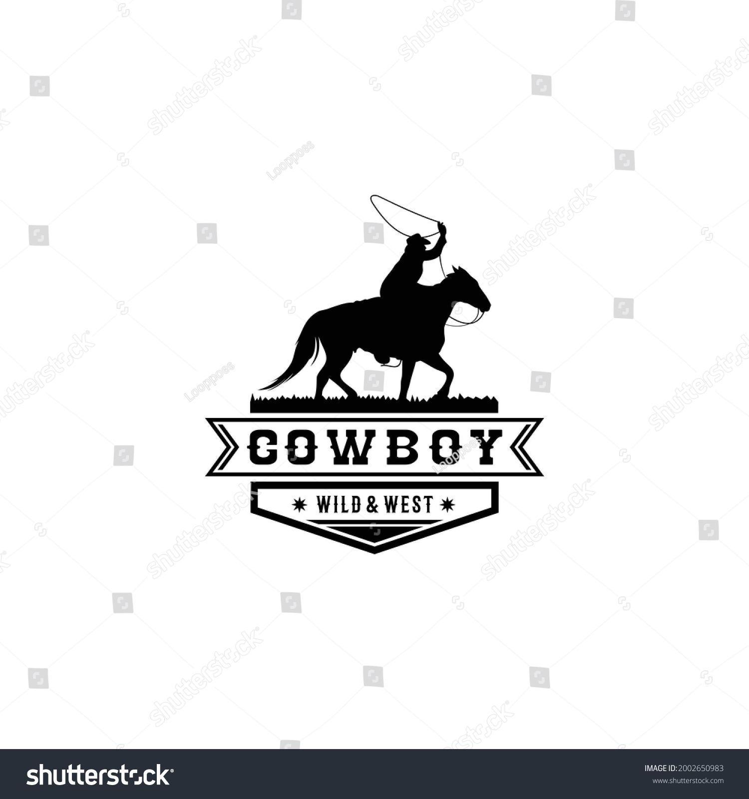 Cowboy Silhouette Logo Design Inspiration Stock Vector (Royalty Free ...