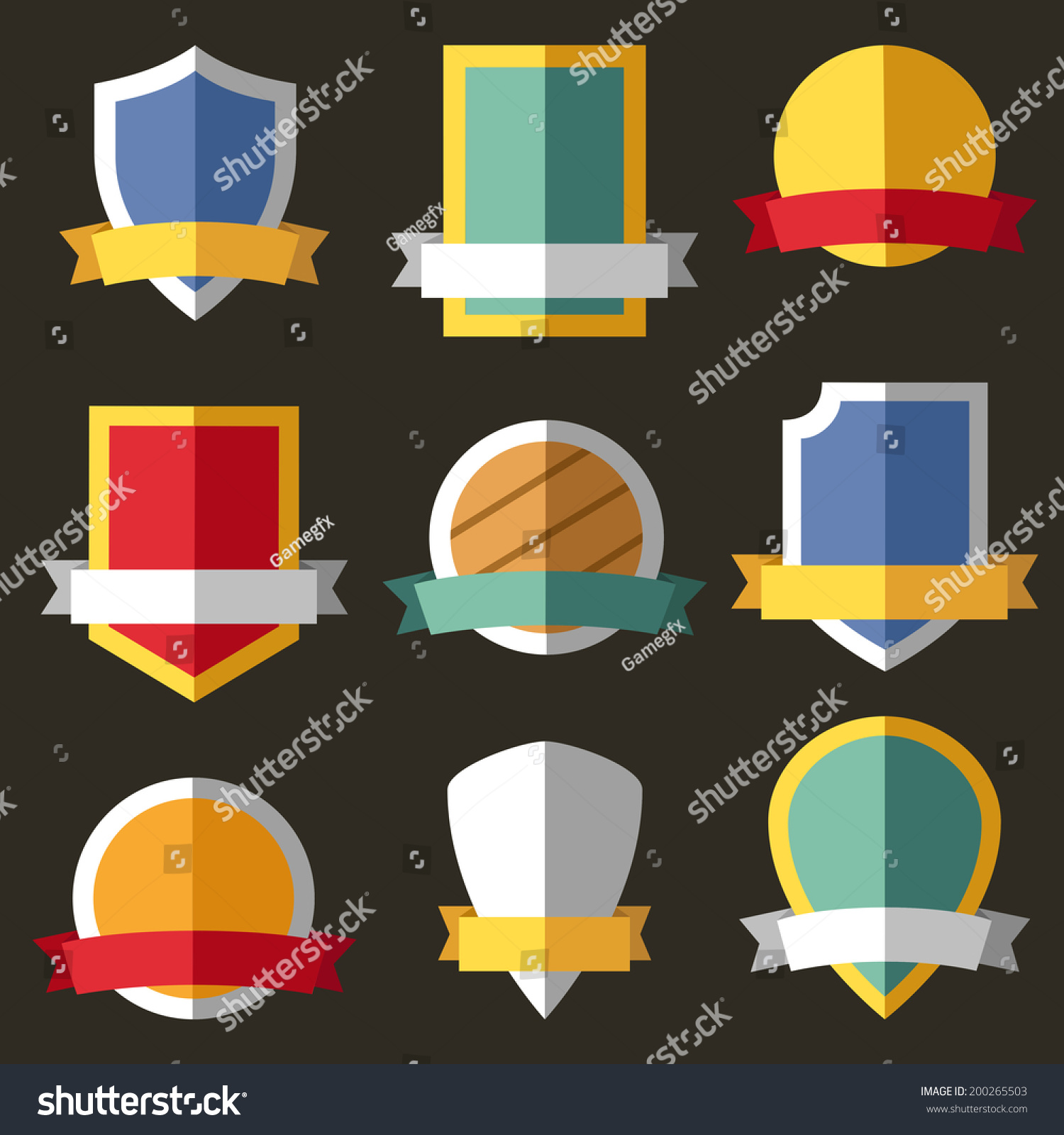 Vector Coats Arms Shields Ribbons Stock Vector (Royalty Free) 200265503 ...