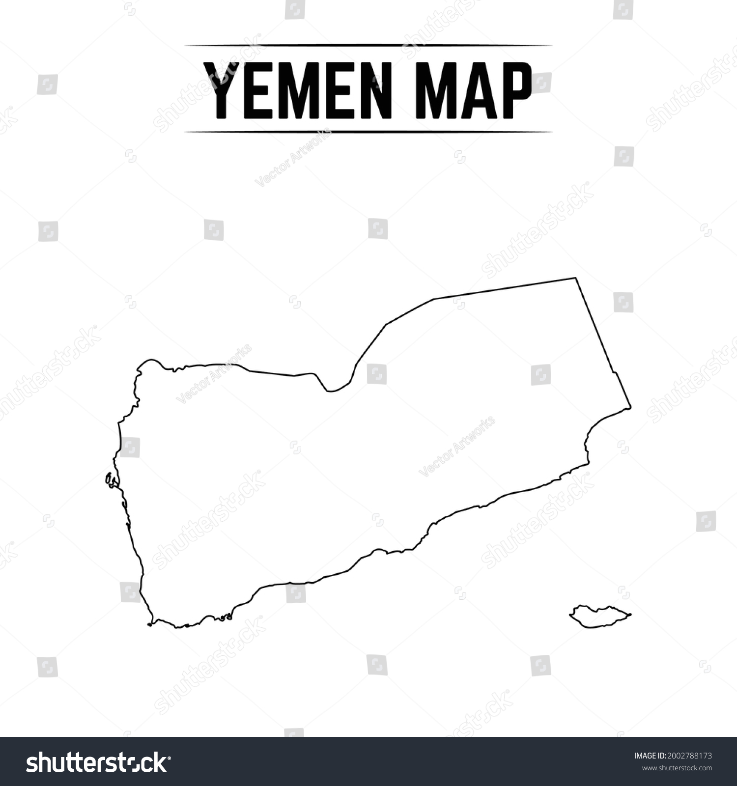 Outline Simple Map Yemen Stock Vector (Royalty Free) 2002788173 ...