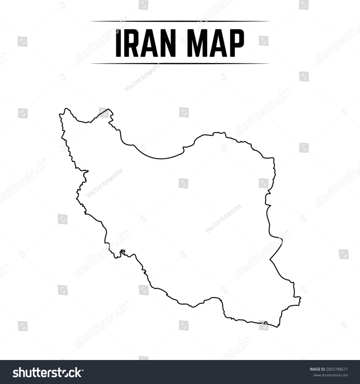 Outline Simple Map Iran Stock Vector (Royalty Free) 2002788671 ...