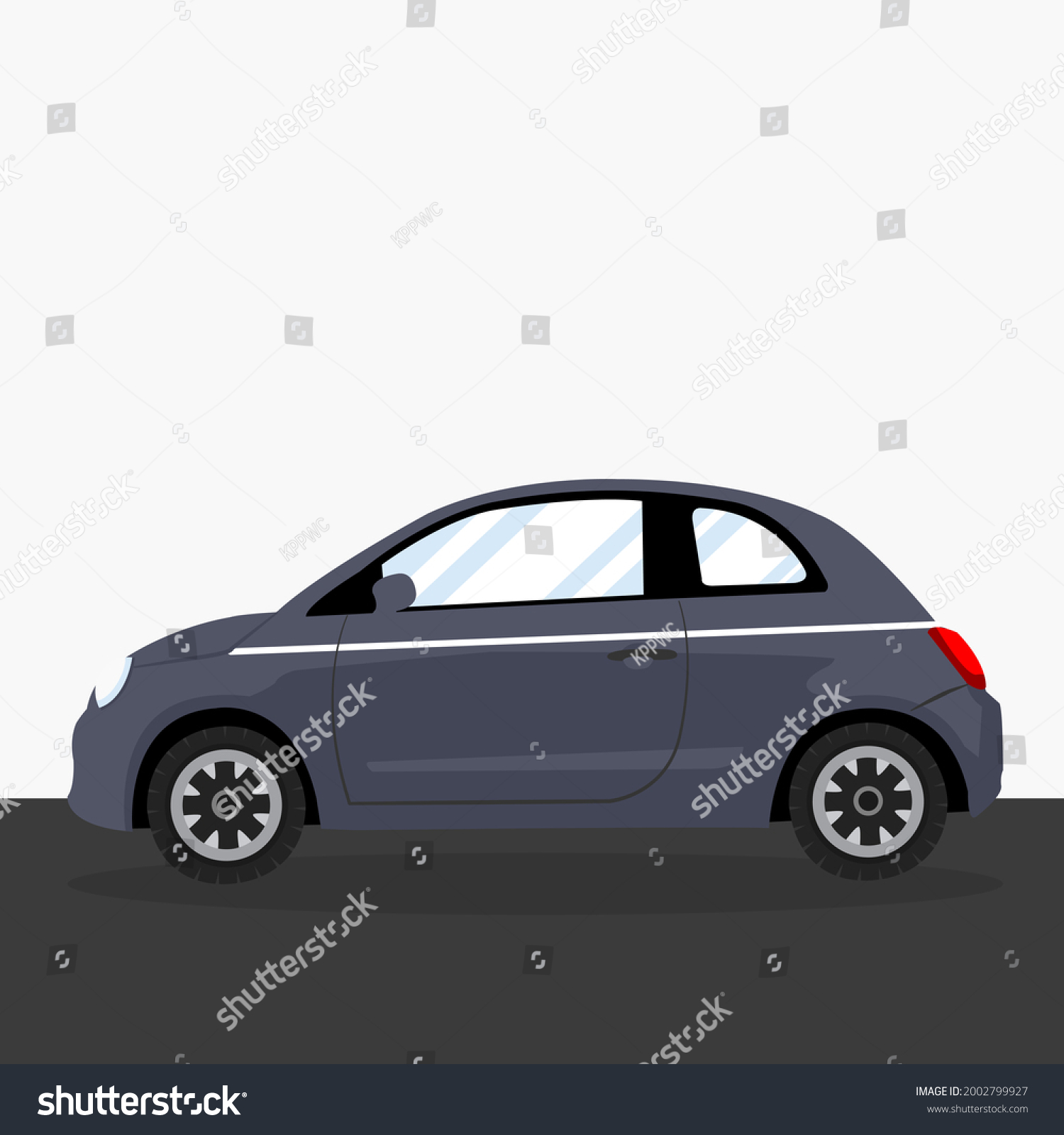 Mini Grey Car Cartoon Flat Vector Stock Vector Royalty Free