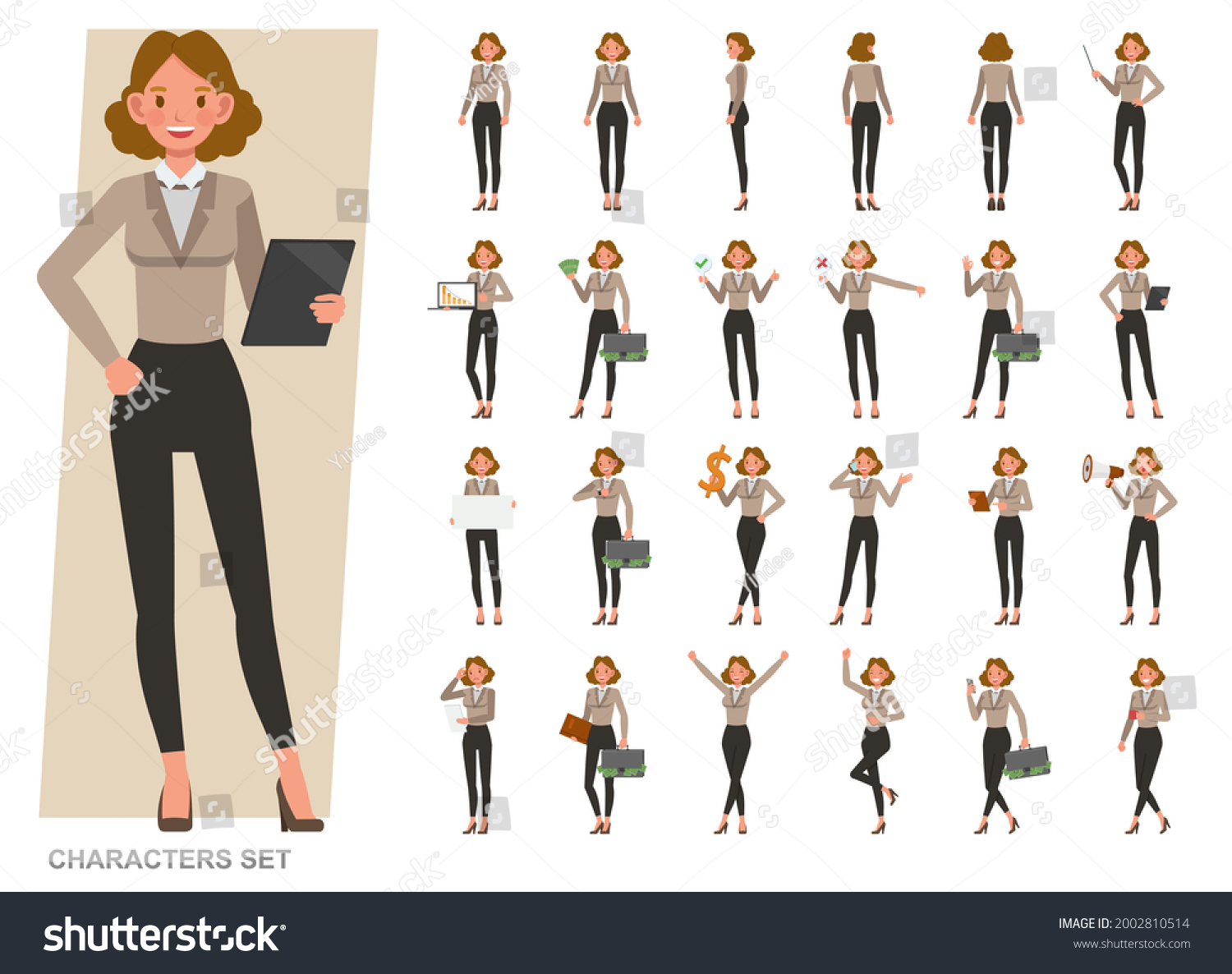 Set Business Woman Character Vector Design Stock Vector (Royalty Free ...
