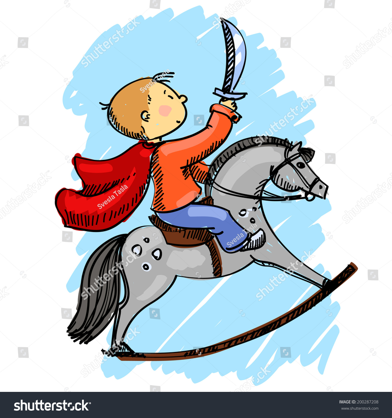 Мальчик на лошадке качалке