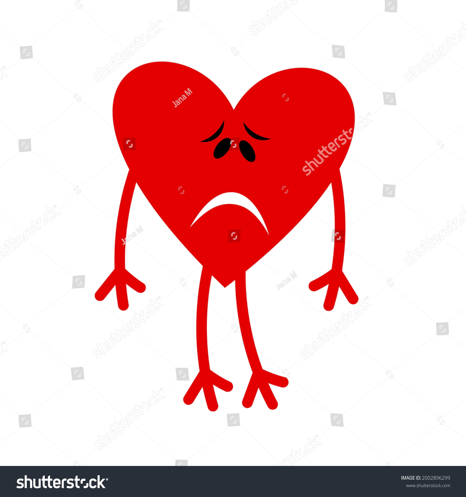 Sad Red Heart Arms Legs On Stock Vector (Royalty Free) 2002896299 ...