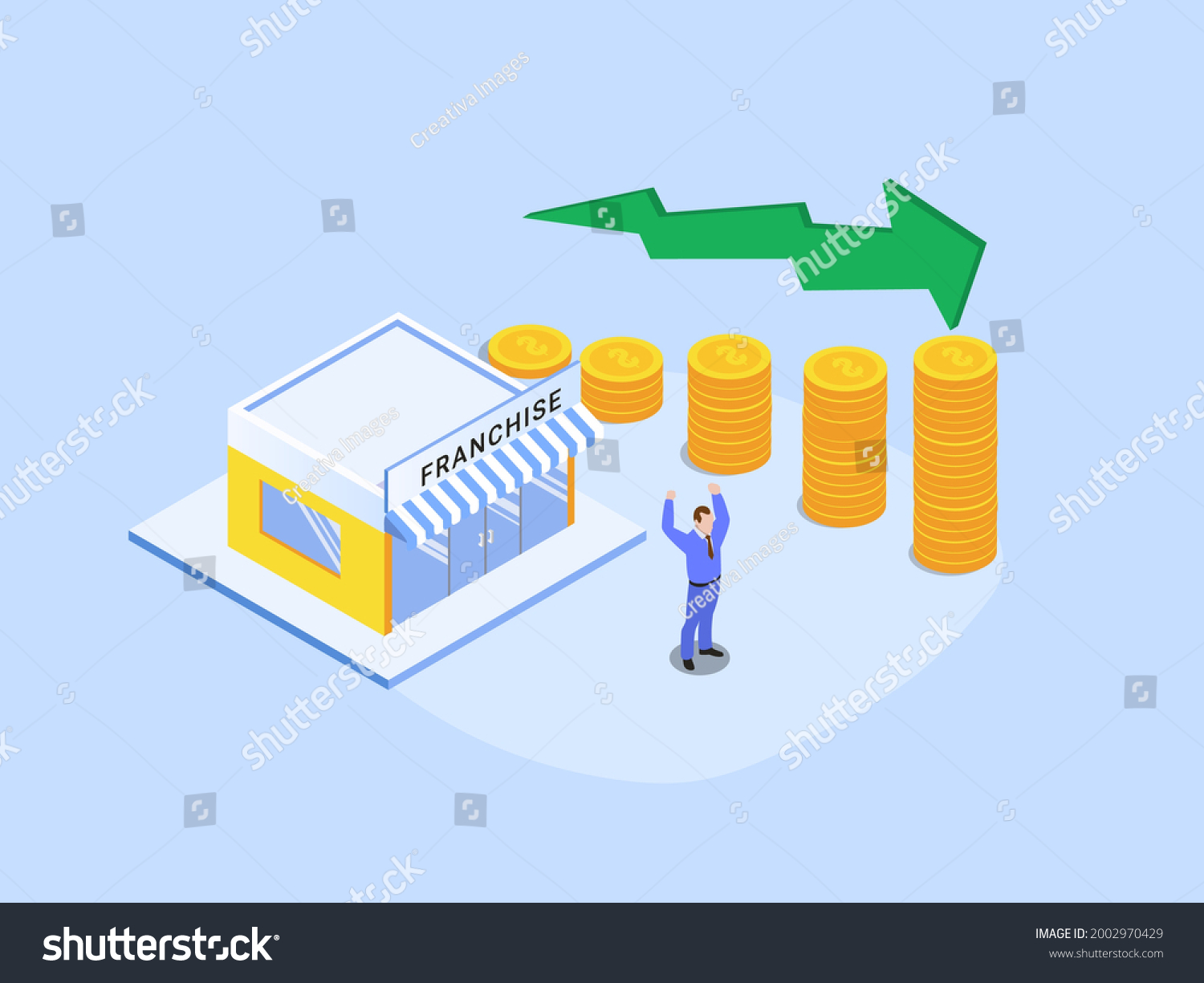 Franchise Isometric Vector Concept Successful Businessman Stock Vector ...