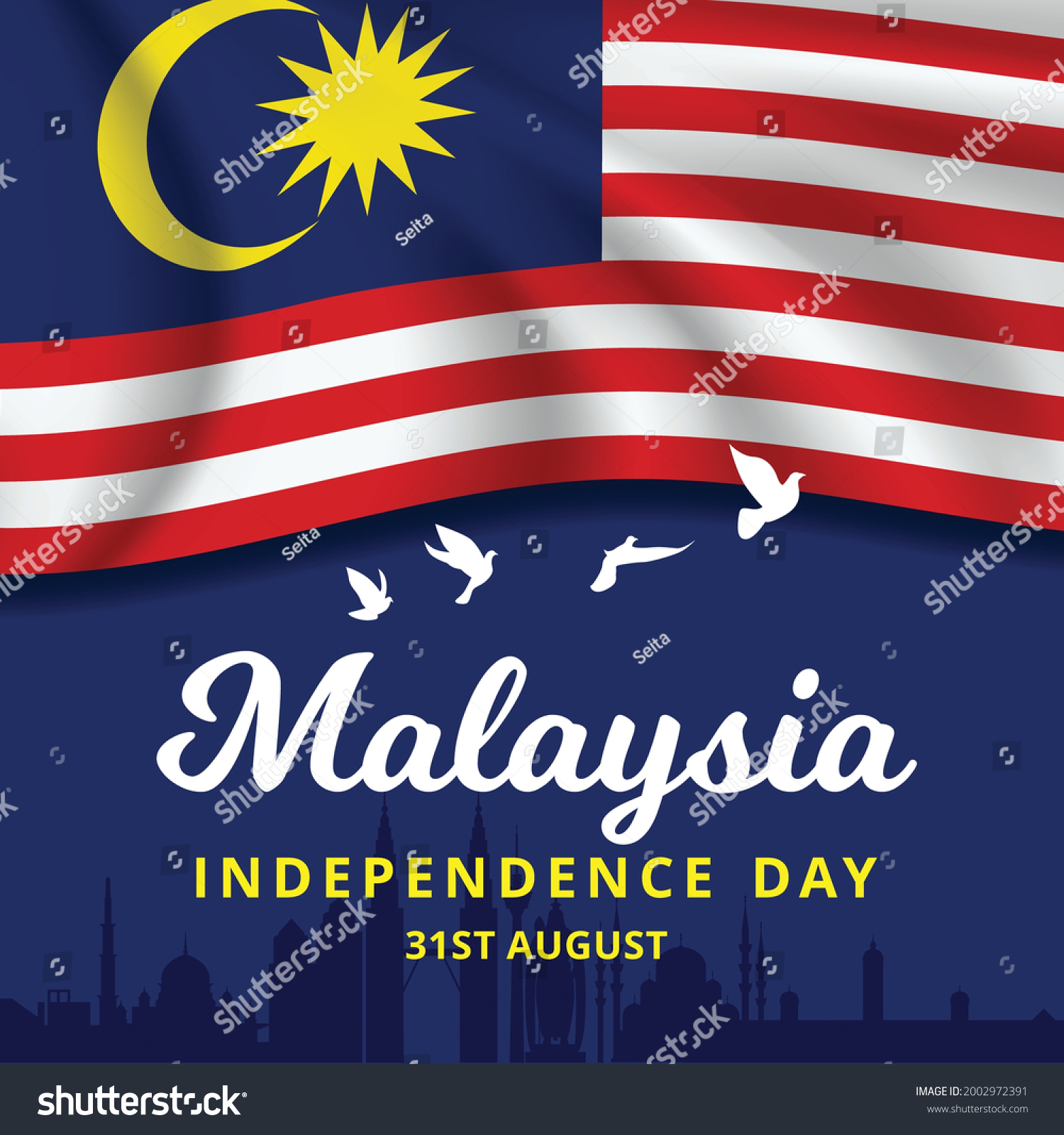 Hari Merdeka Malaysia Independence Day Waving Stock Vector (Royalty ...