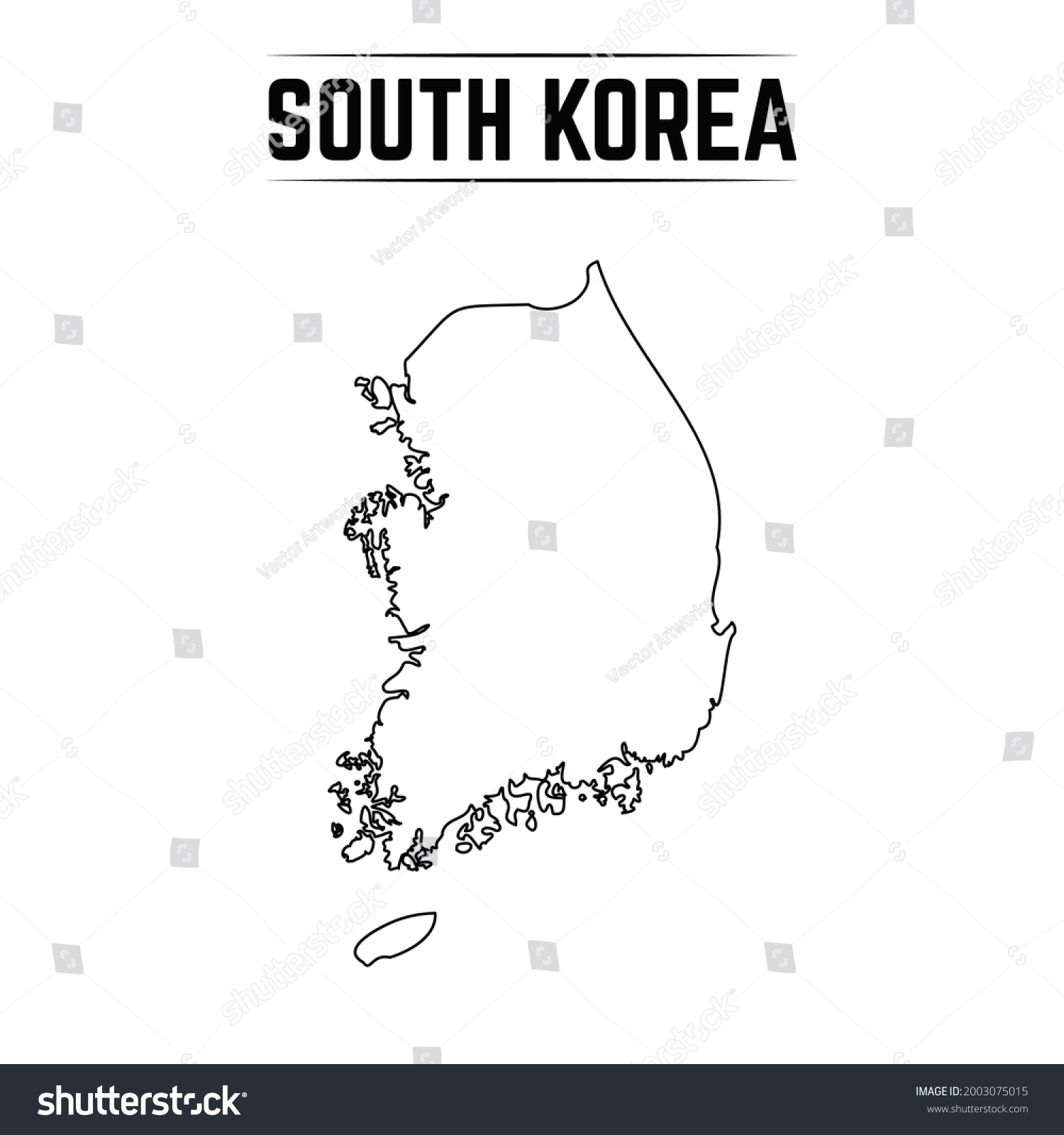 Outline Simple Map South Korea Stock Vector (Royalty Free) 2003075015 ...