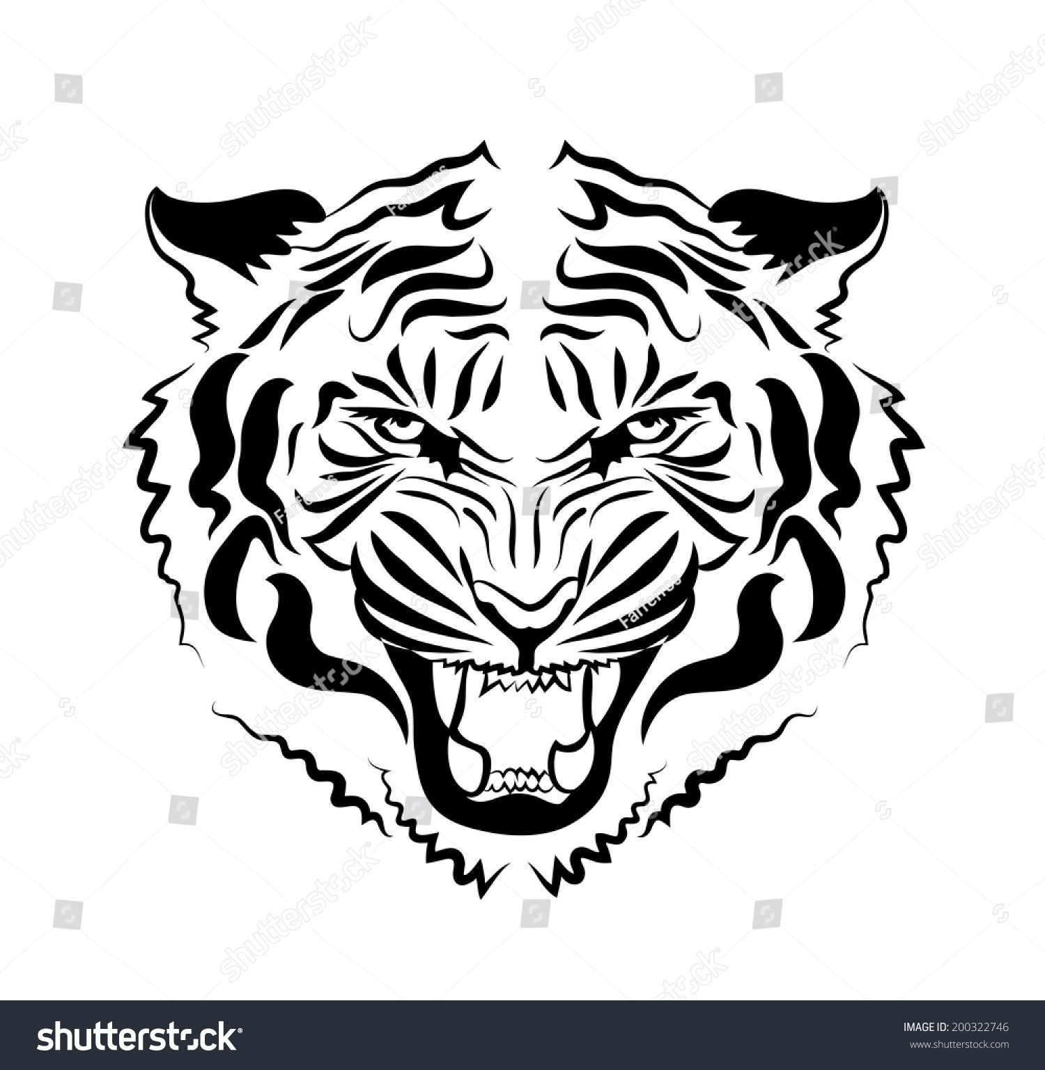 Тигр морда силуэт