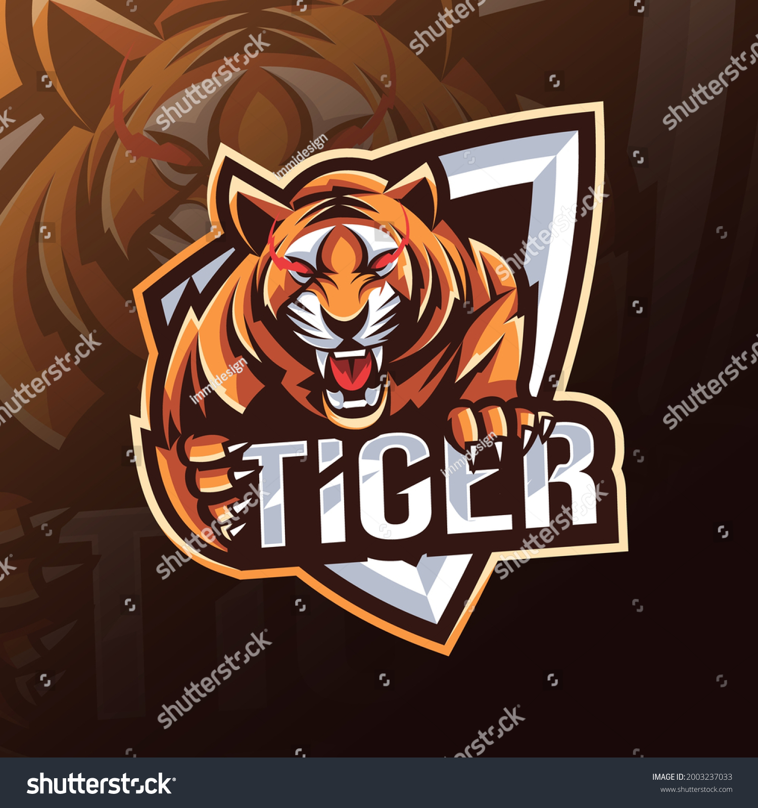 Tiger Mascot Logo Esport Templates Design Stock Vector (Royalty Free ...