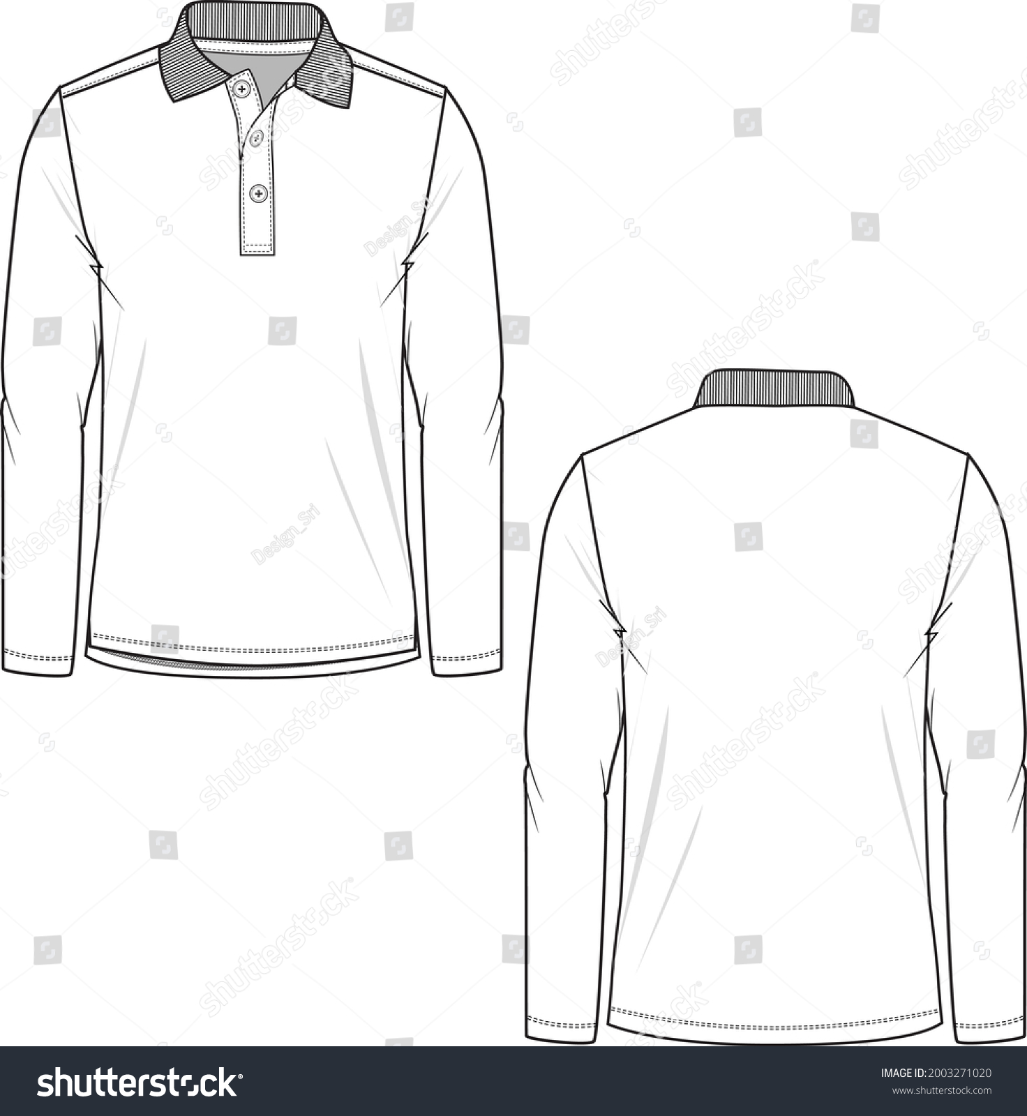 Regular Long Sleeve Tshirt Template Flat Stock Vector (Royalty Free ...