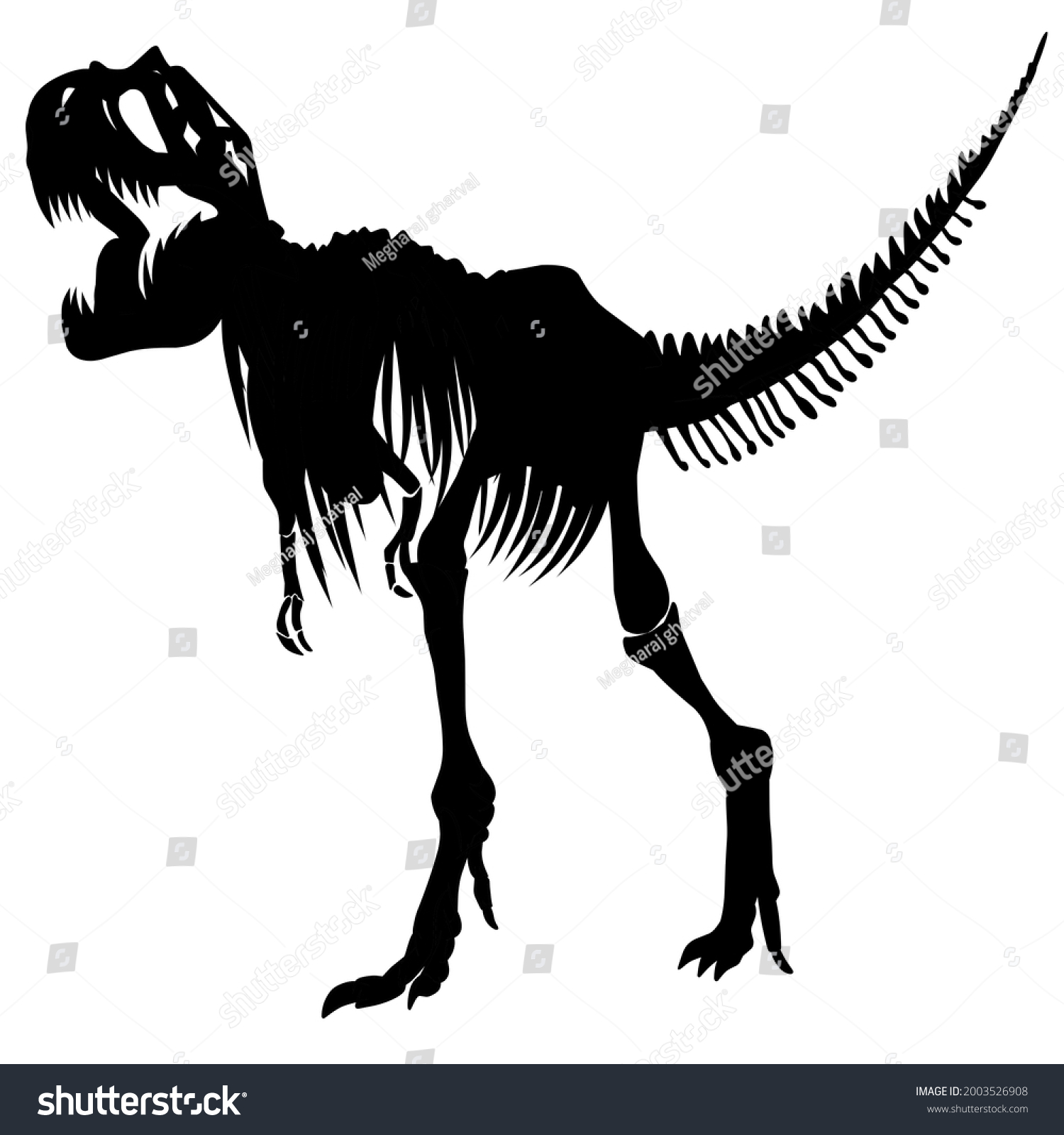 Trex Skeleton Silhouette Illustration Art Logo Stock Illustration ...