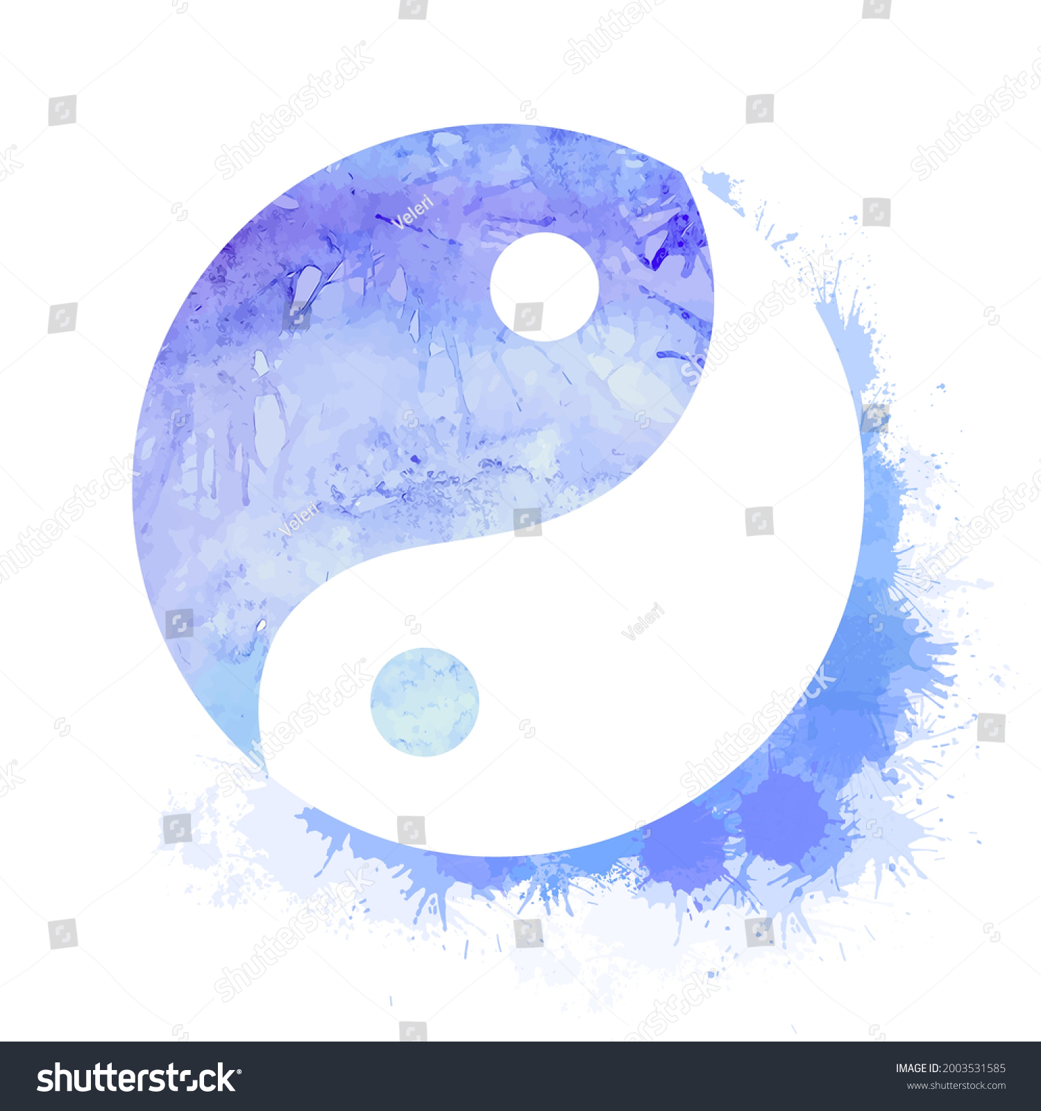 Yin Yang Blue Watercolor Symbol Splashes Stock Vector (Royalty Free ...