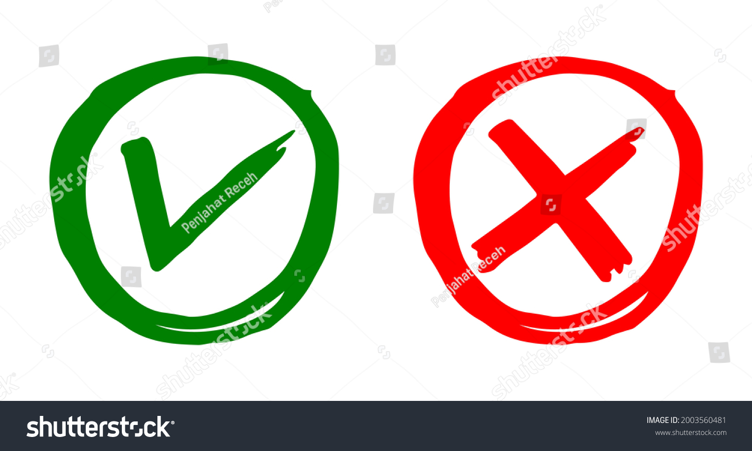 Tick Cross Black Signs Gray Checkmark Stock Vector (Royalty Free ...