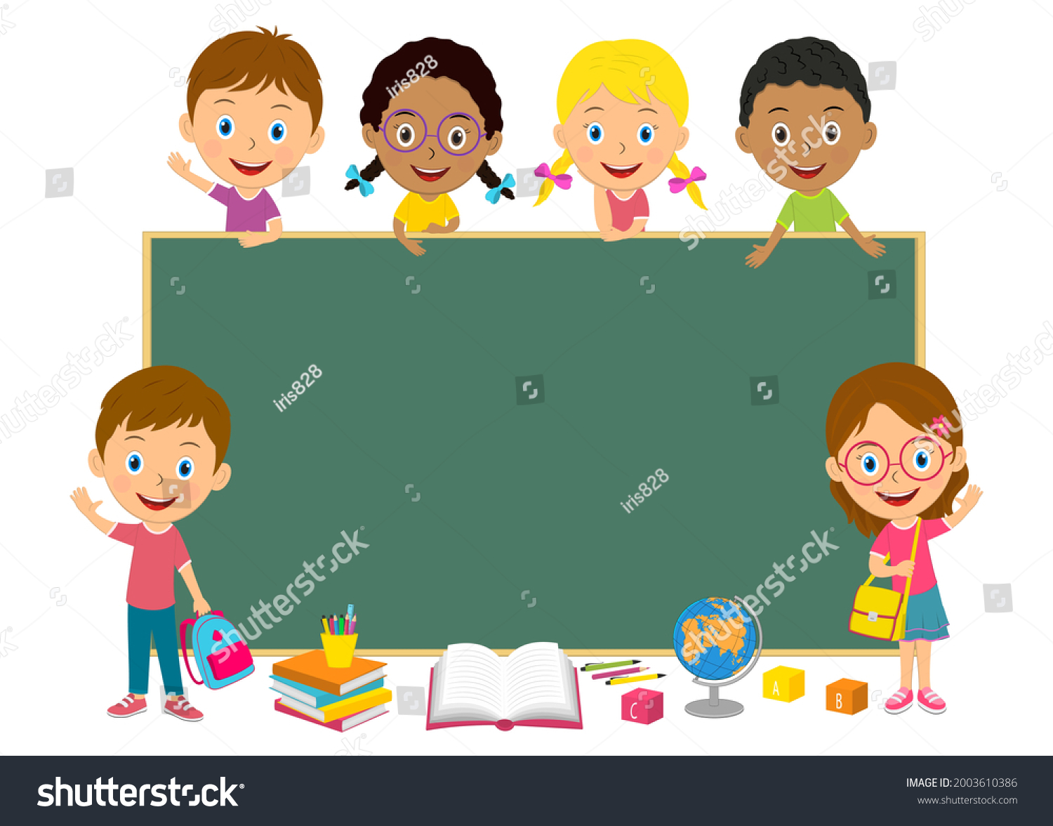 Cartoon Children School Blackboardillustrationvector Stock Vector ...