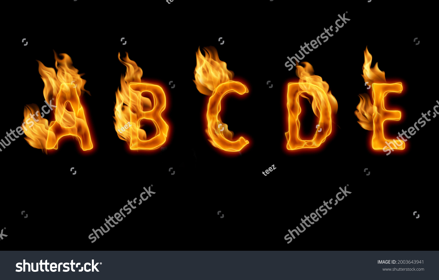 3d Alphabet Uppercase Letters Made Fire Stock Illustration 2003643941 ...