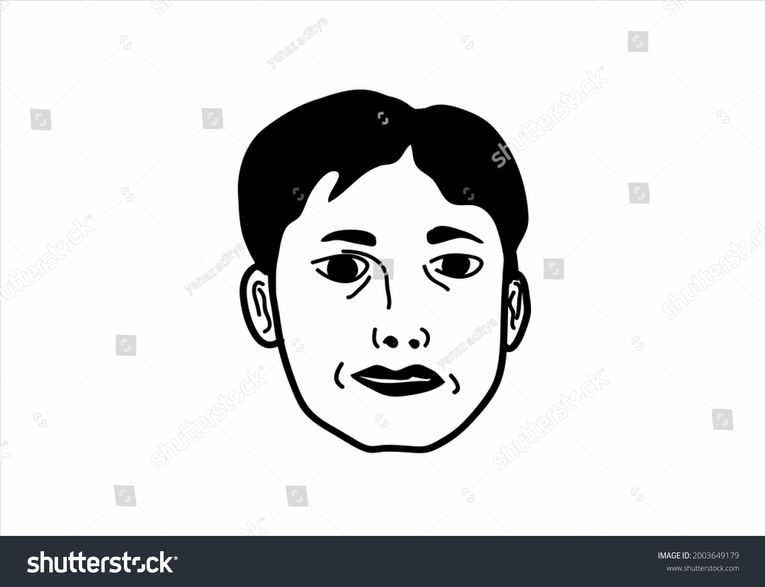 Face Line Art Monochrome Black White Stock Vector (Royalty Free ...