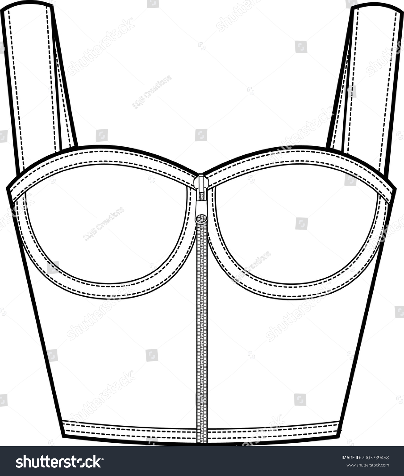 Bustier Top Technical Fashion Illustration Corsetstyle Stock Vector Royalty Free 2003739458