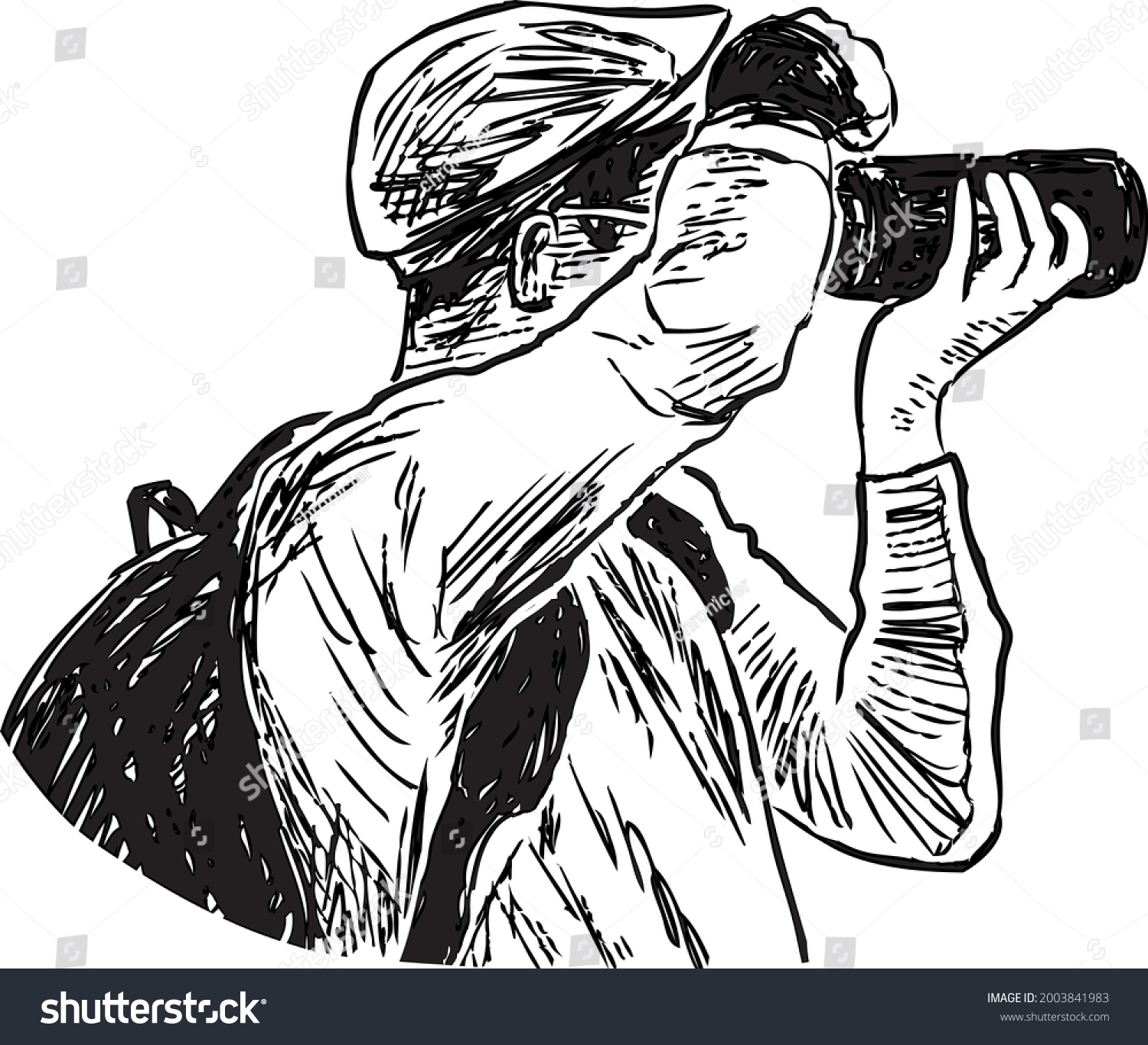 Vector Drawing Photographer Taking Picture On Stock Vector (Royalty ...