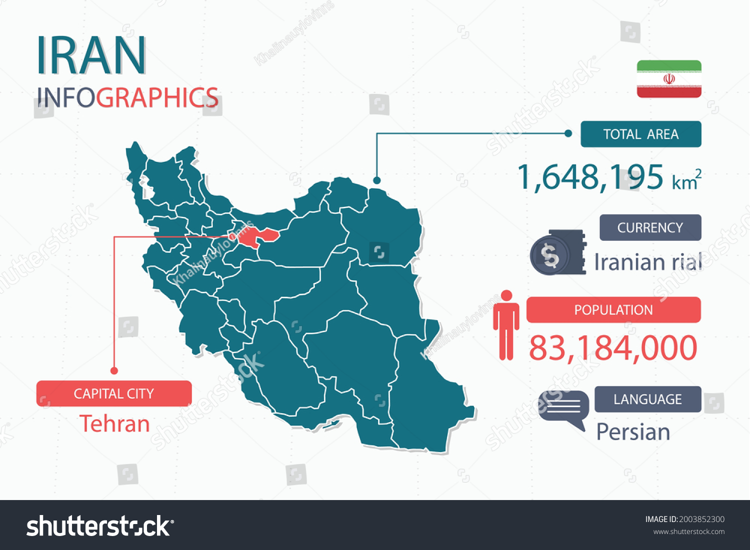 Iran Map Infographic Elements Separate Heading Stock Vector (royalty 