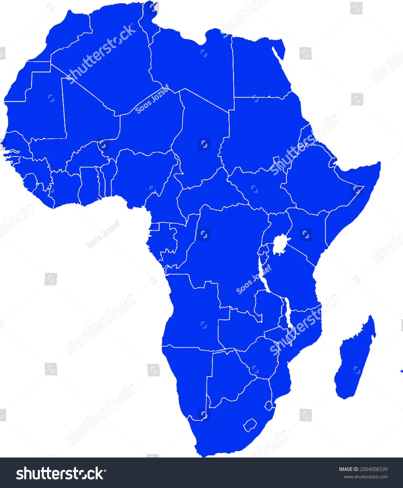 Blue Colored Africa Outline Map Political Stock Vector (Royalty Free ...