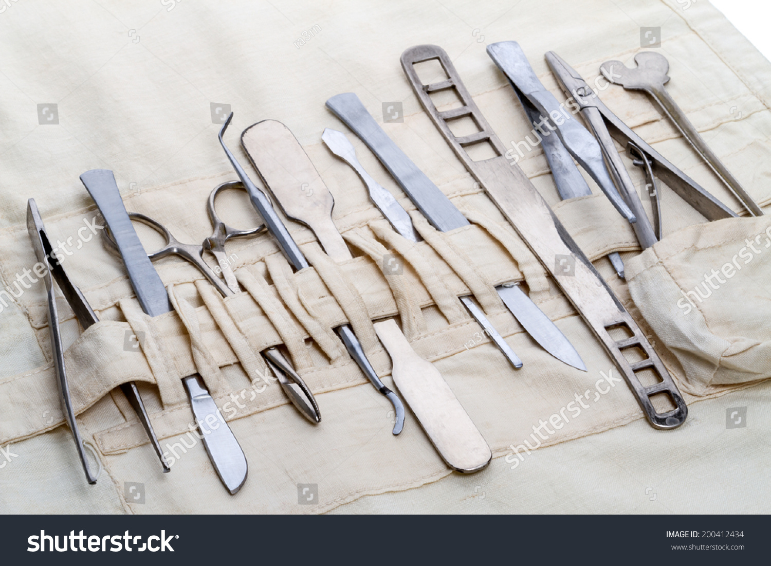 Set Old Vintage Surgical Instruments Scalpel Stock Photo 200412434