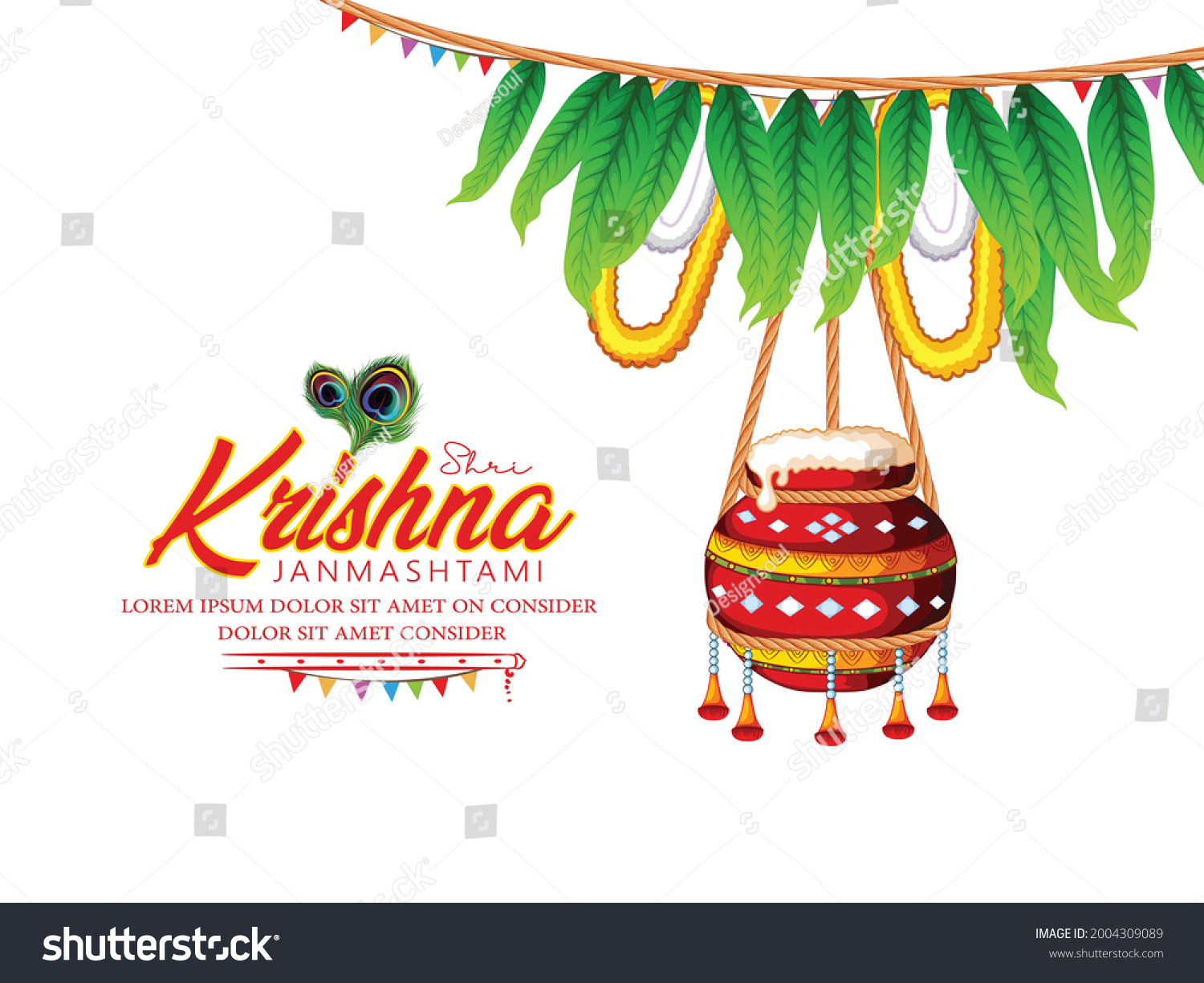 Illustration Hindu Religious Festival Janmashtami Lord Stock Vector ...