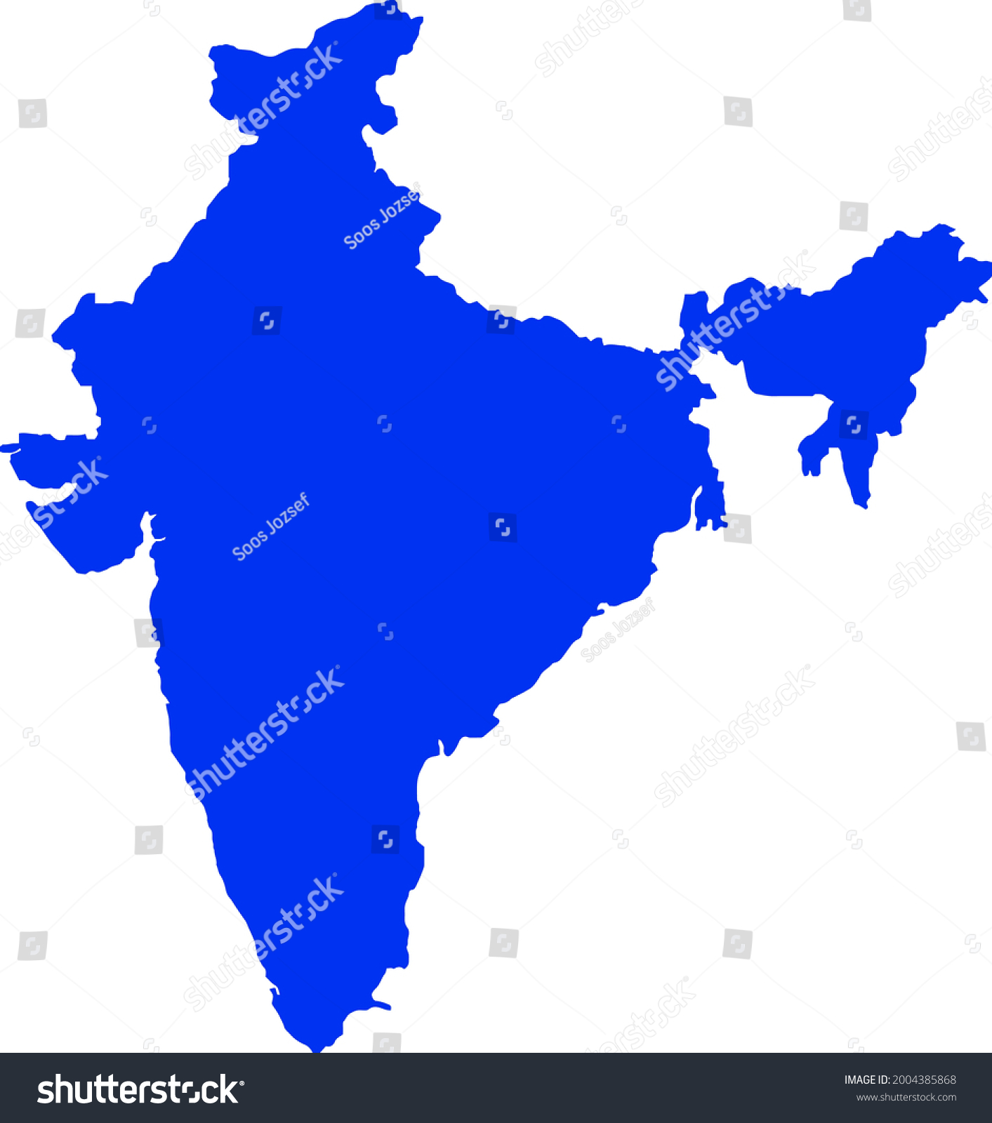 Blue Colored India Outline Map Political Stock Vector (Royalty Free ...