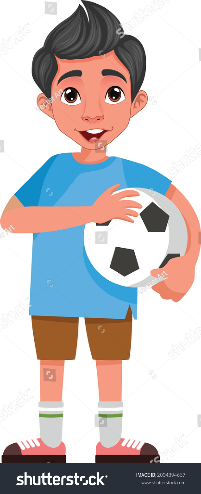 Boy Standing Football Cartoon Vector Art Stock Vector (Royalty Free ...