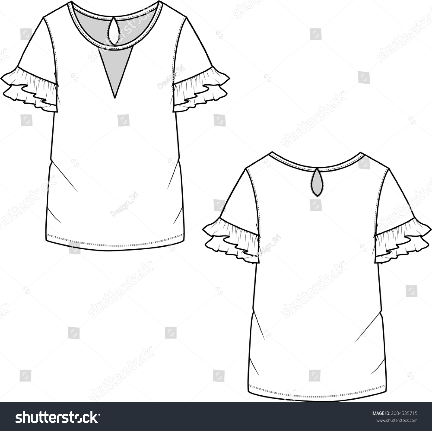 Fashion Crew Neck V Open Layered Stock Vector (Royalty Free) 2004535715 ...