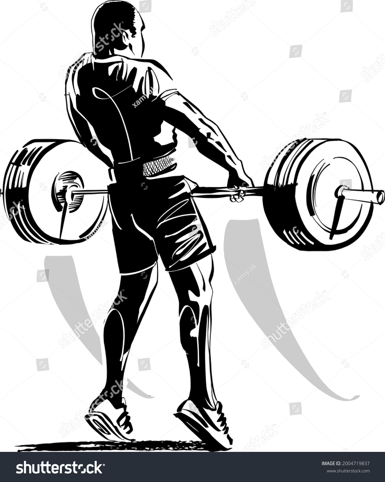 Vector Sketch Weightlifter Lifting Weights Stock Vector (Royalty Free ...