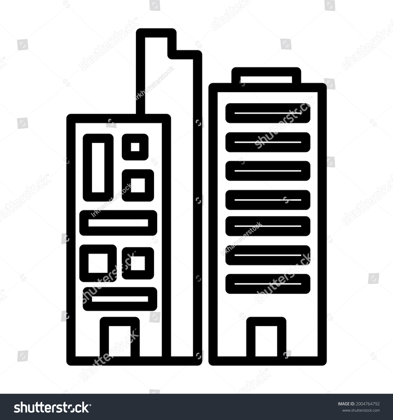 Office Outline Icon Tower Isolated On Stock Vector (Royalty Free ...