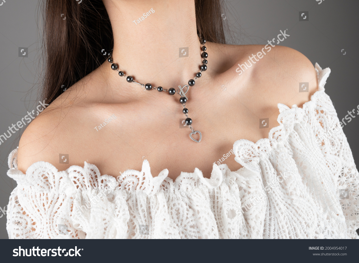 Cropped Shot Woman Chain Necklace Made Stock Photo Shutterstock