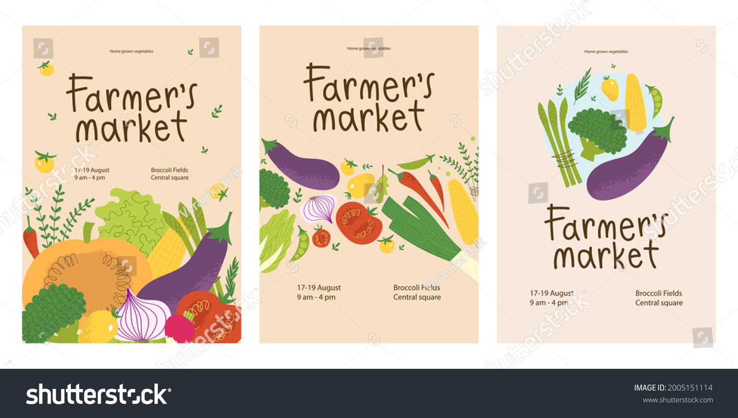 Farmers Market Poster Design Set Fresh Stock Vector (Royalty Free ...