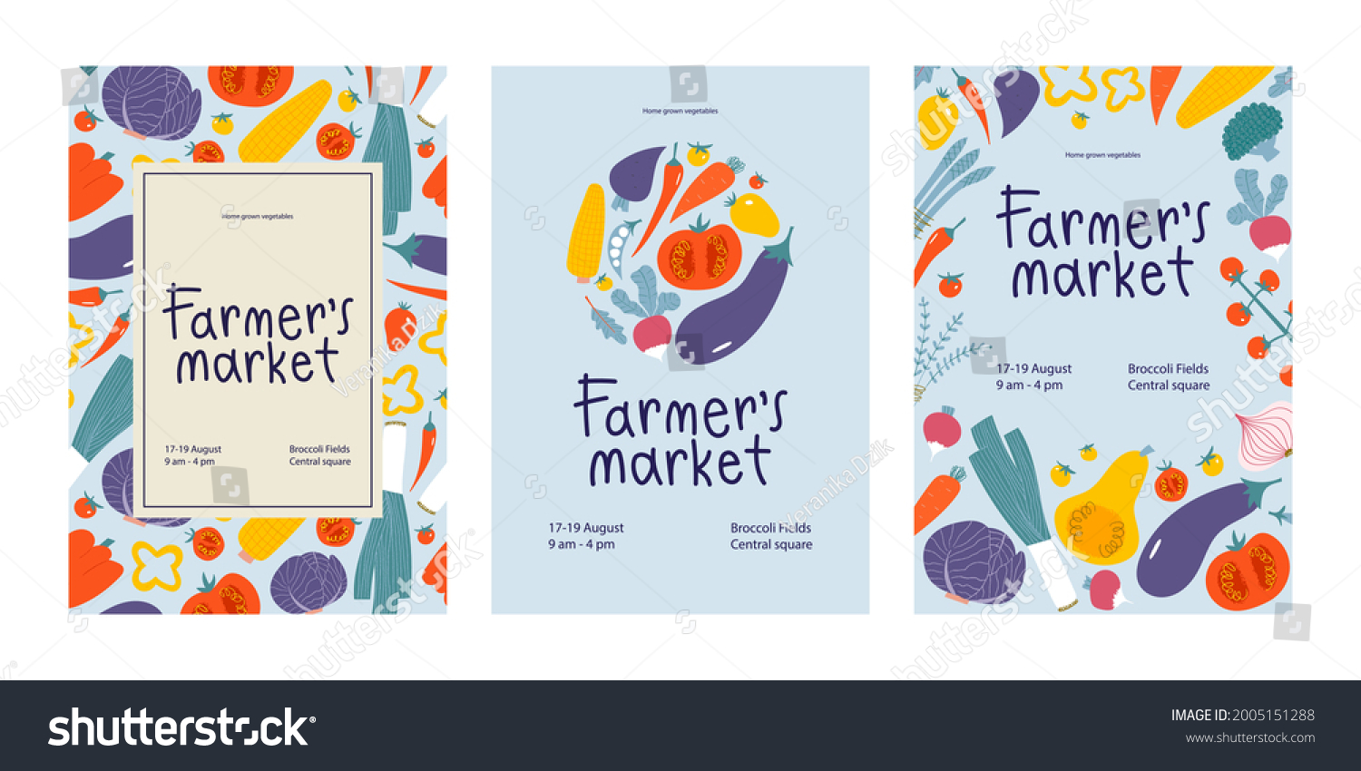 Farmers Market Poster Design Set Fresh Stock Vector (Royalty Free ...