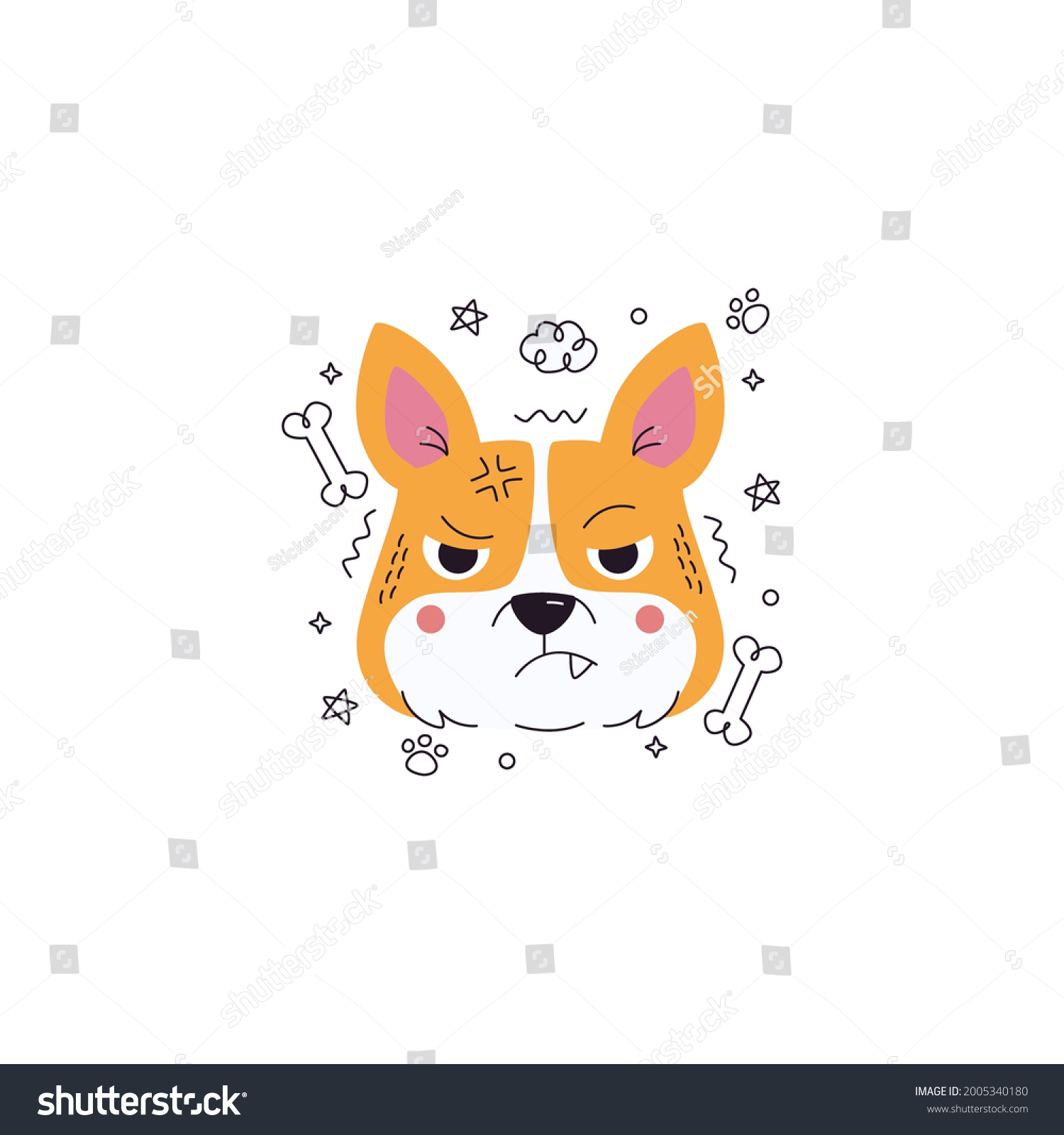 Dog Angry Emoticon Vector Illustration Stock Vector (Royalty Free ...