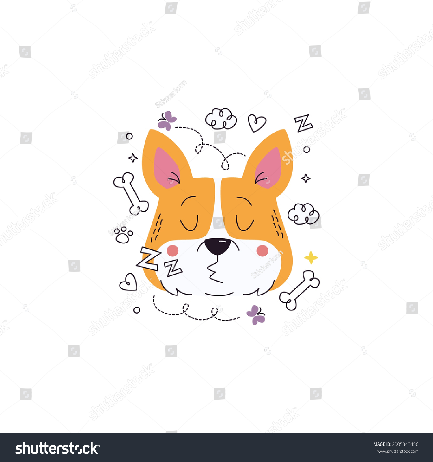 Dog Sleeping Emoticon Vector Illustration Stock Vector (Royalty Free ...