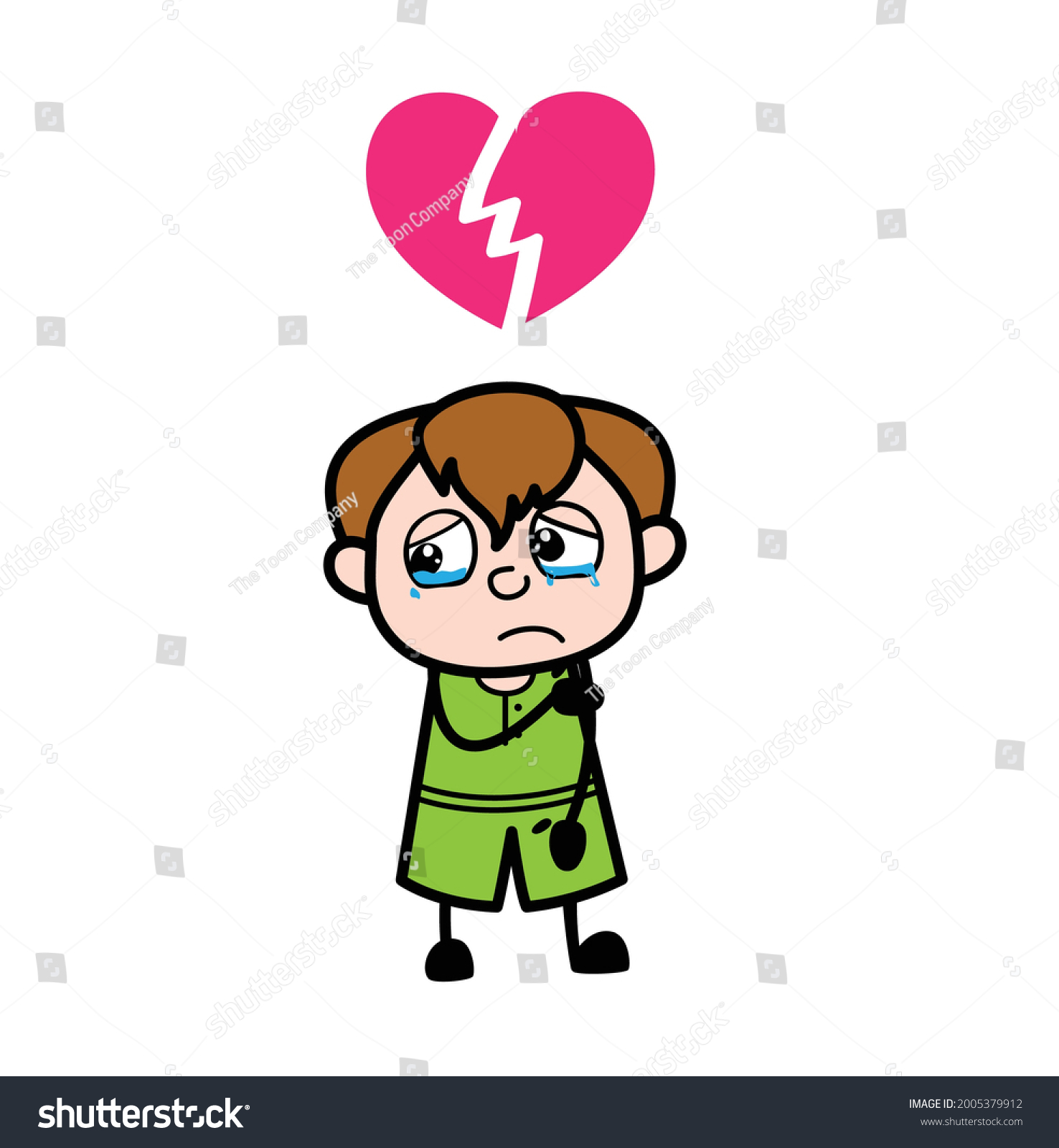 Adorable Cute Cartoon Boy Broken Heart Stock Vector (Royalty Free ...