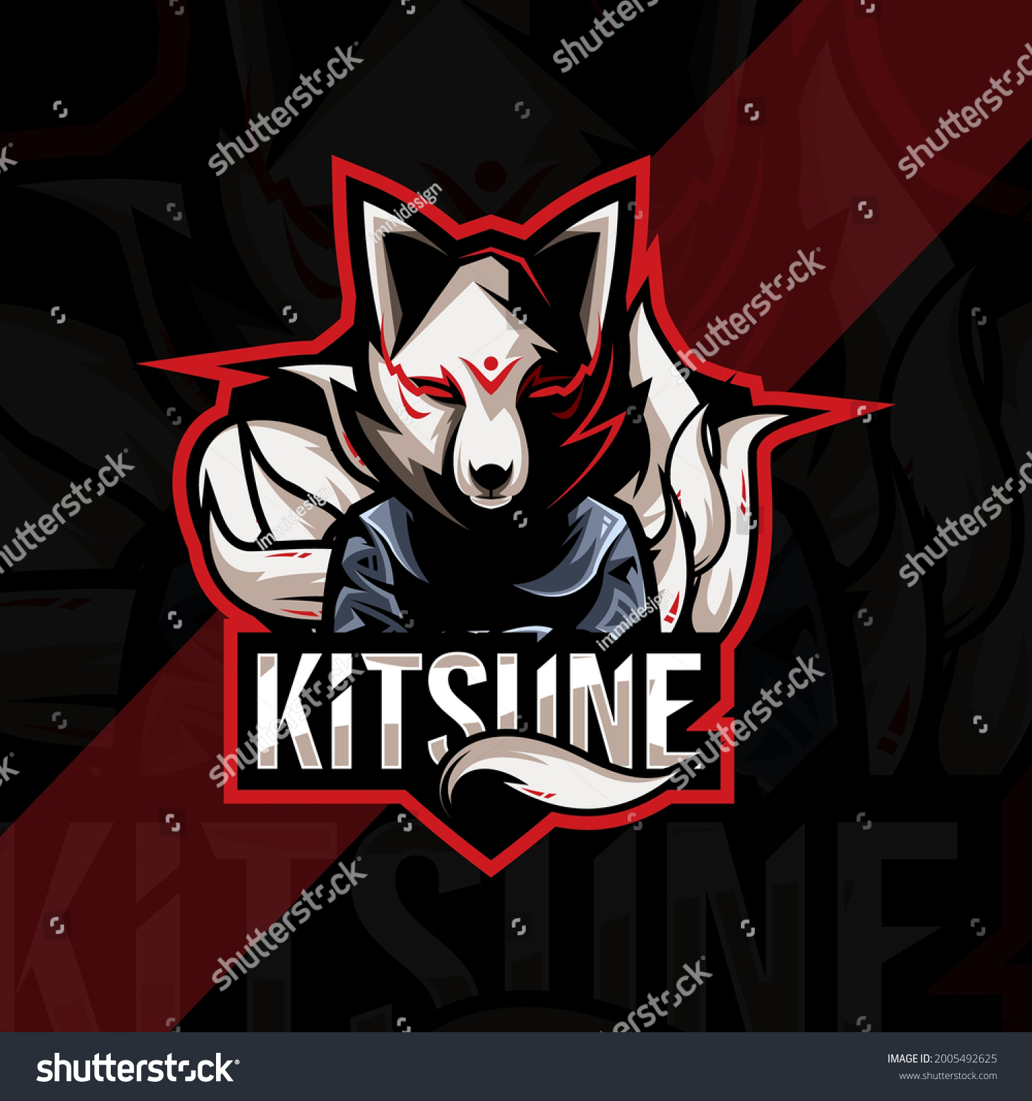 Kitsune Mascot Logo Esport Template Design 库存矢量图（免版税）2005492625 ...