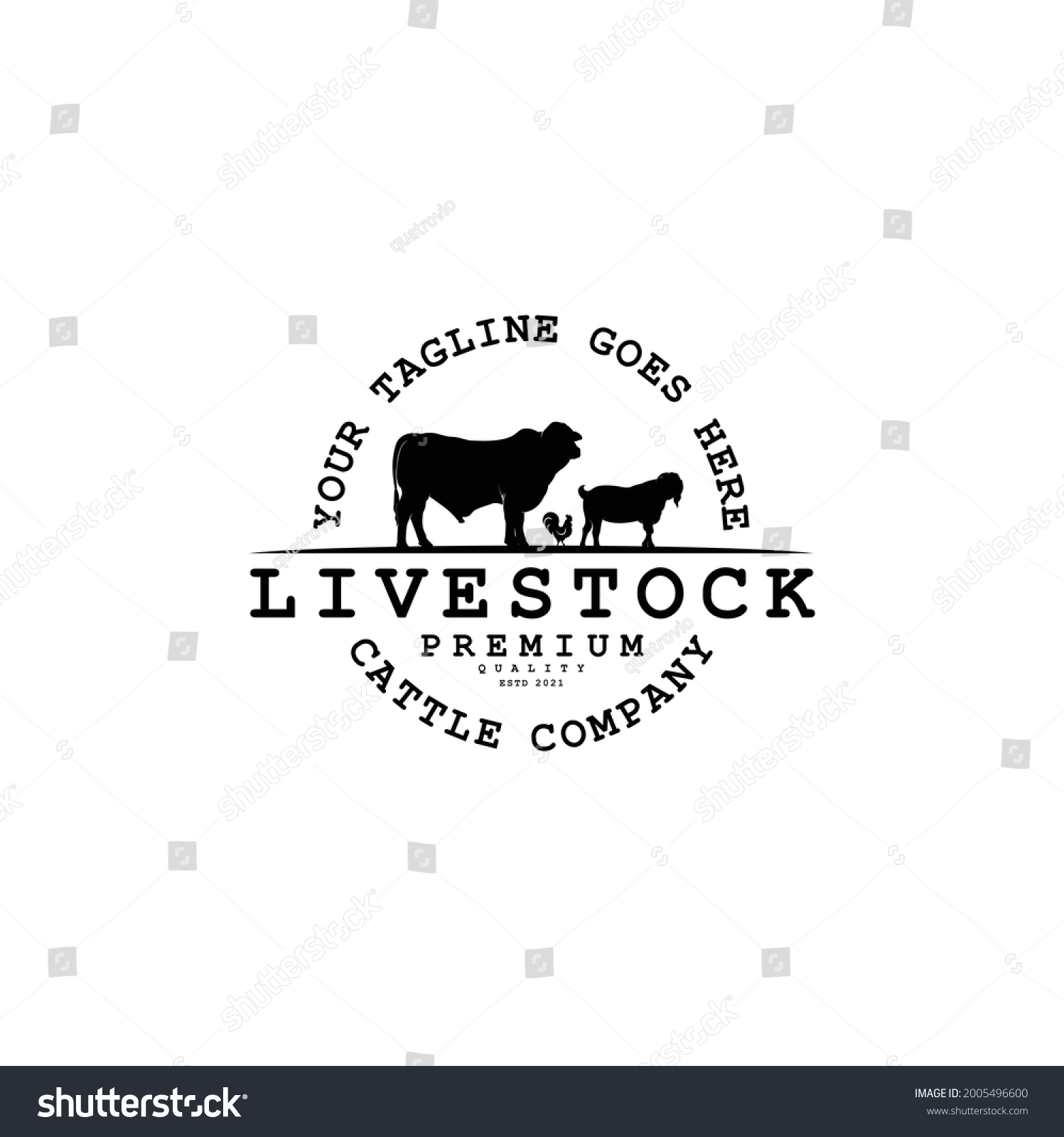 Farm Animal Logo Inspiration Flat Design Stock Vector (Royalty Free ...