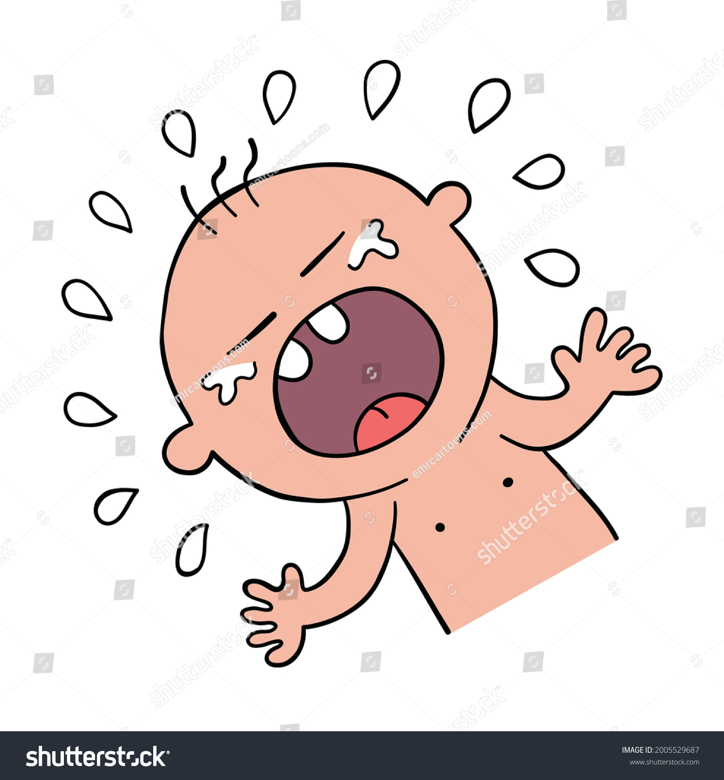 Cartoon Baby Crying Vector Illustration Colored Stock Vector Royalty Free