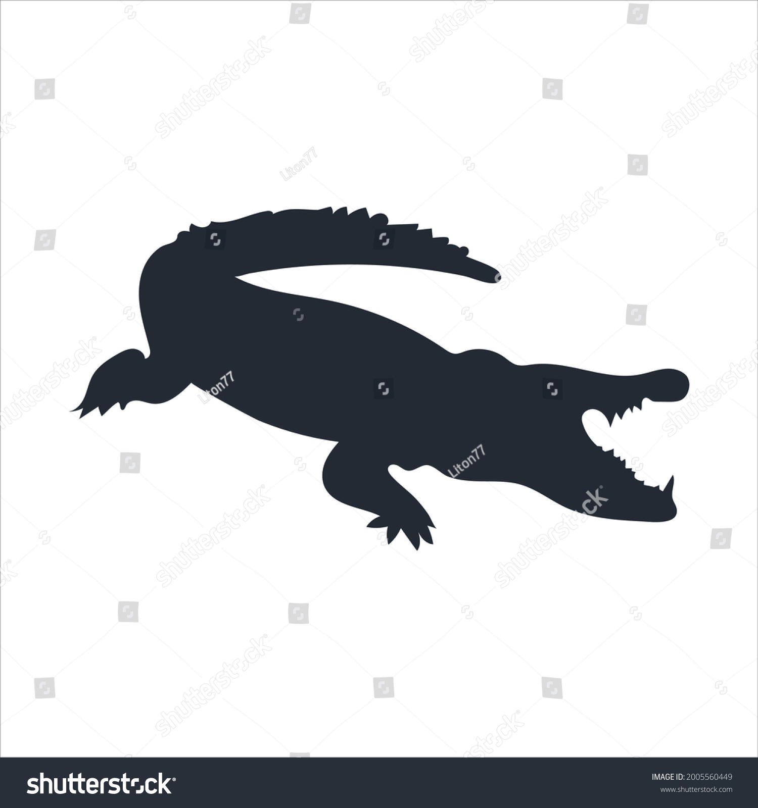 Crocodile Vector Silhouette Isolated On White Stock Vector (Royalty ...