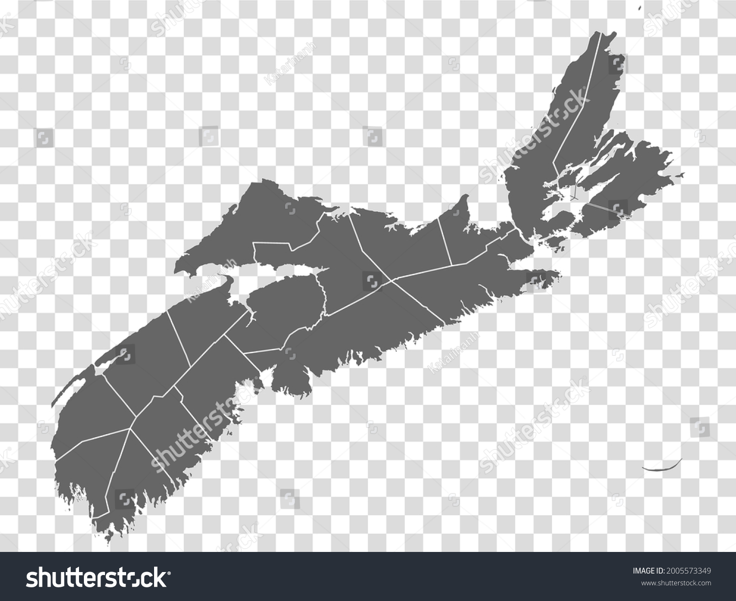 Nova Scotia Map On Transparent Background Stock Vector (Royalty Free ...