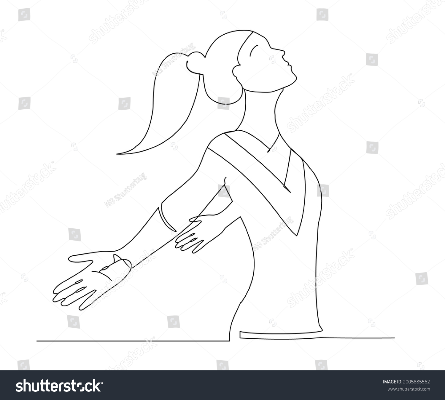 Indian Girl Made Line Drawing Traditional Stock Vector (Royalty Free ...