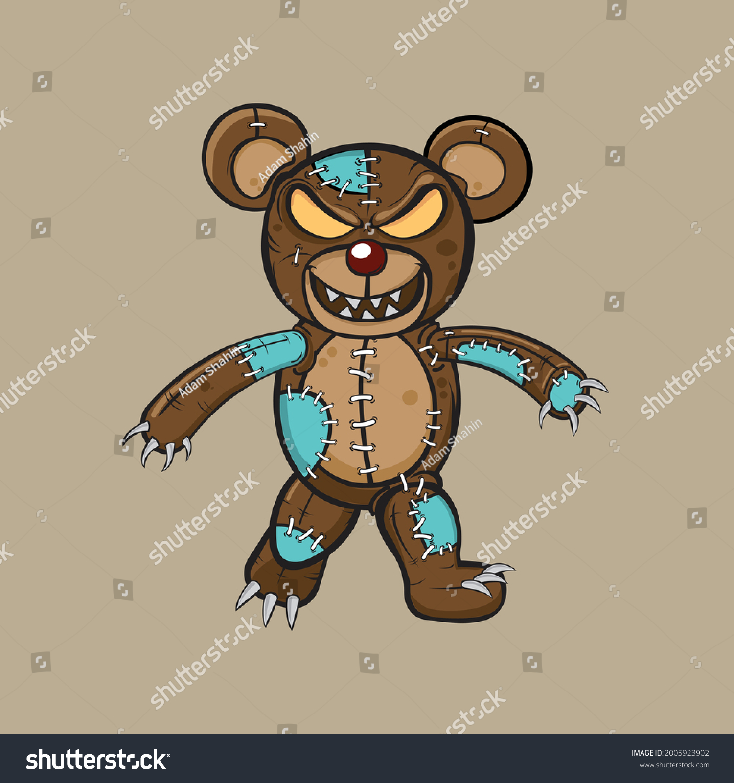 Evil Teddy Bear Mascot Logo Design Stock Vector (Royalty Free ...